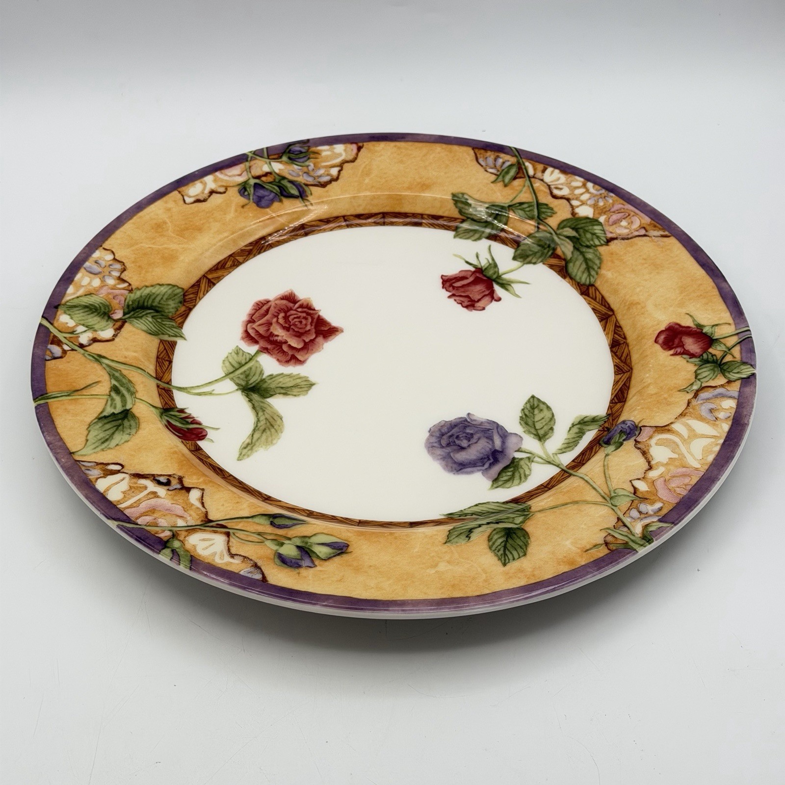222 Fifth Tuscany Rose Chop Plate Round Platter Porcelain Fine China Floral 12″