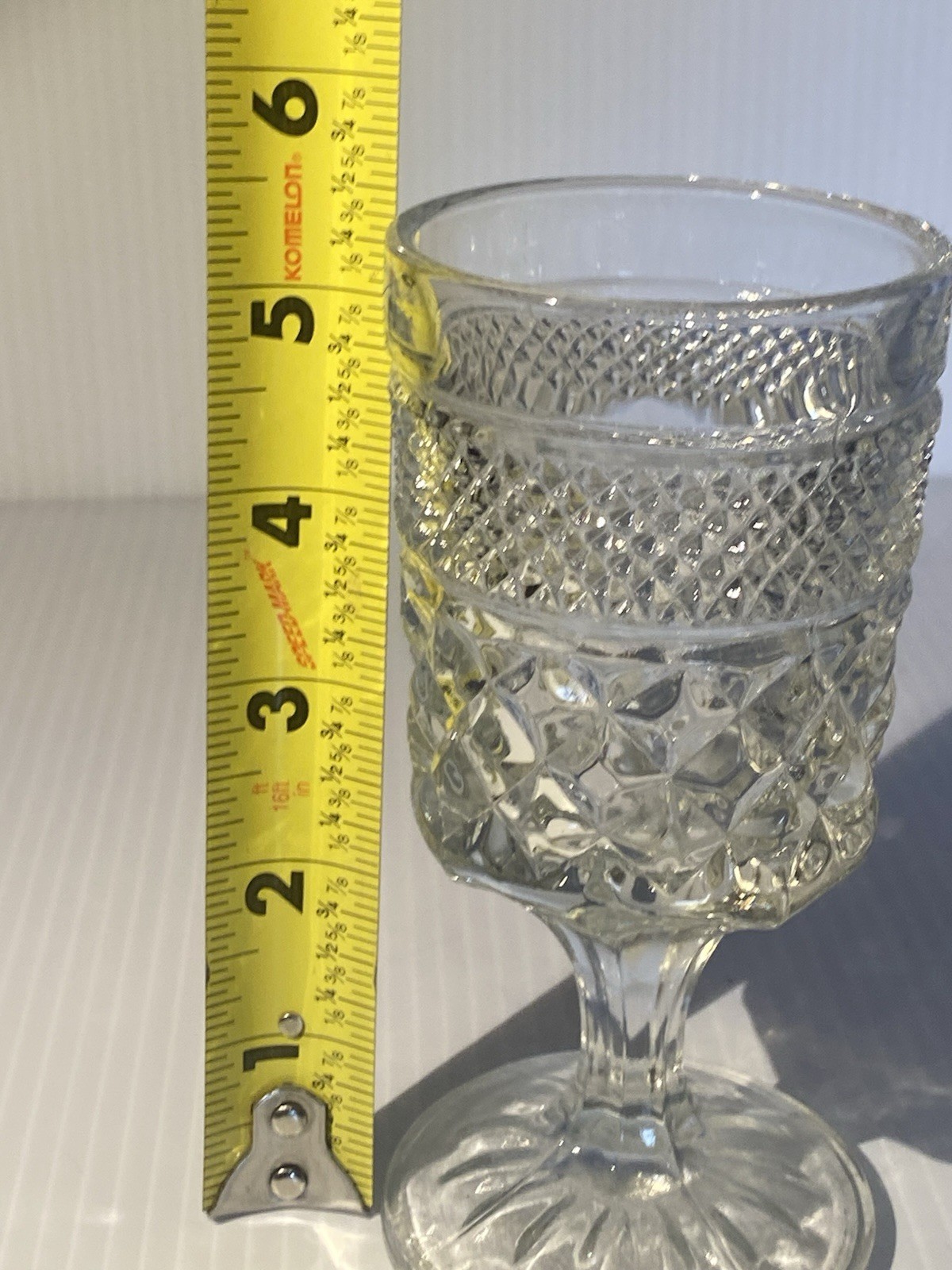 Wexford Anchor Hocking Goblets Set of 6 Diamond Cut 5 1/2 Inches Wine Stemware