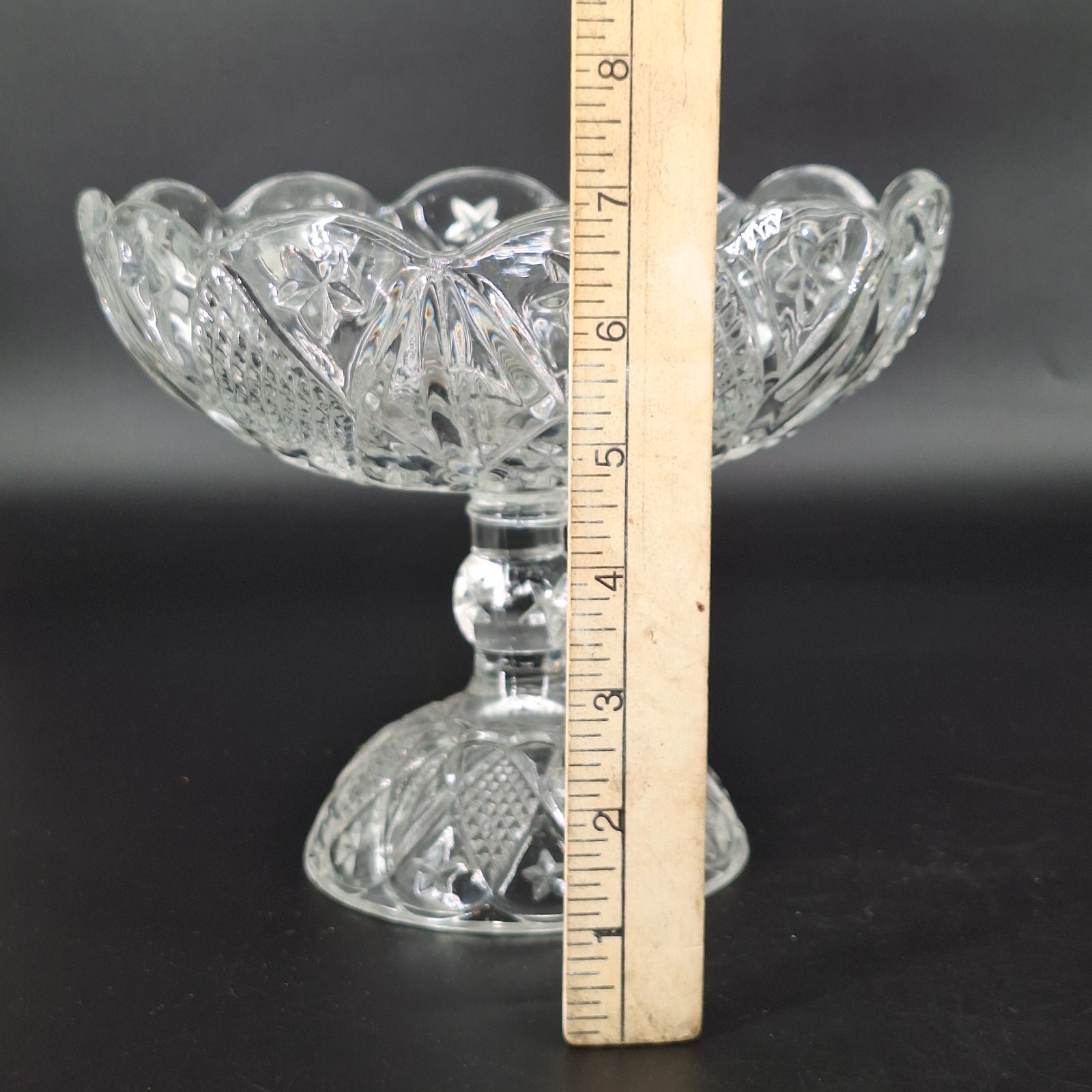 EAPG Ohio Flint Glass Co #488 Diamond Compote Foot Candy Dish Vintage