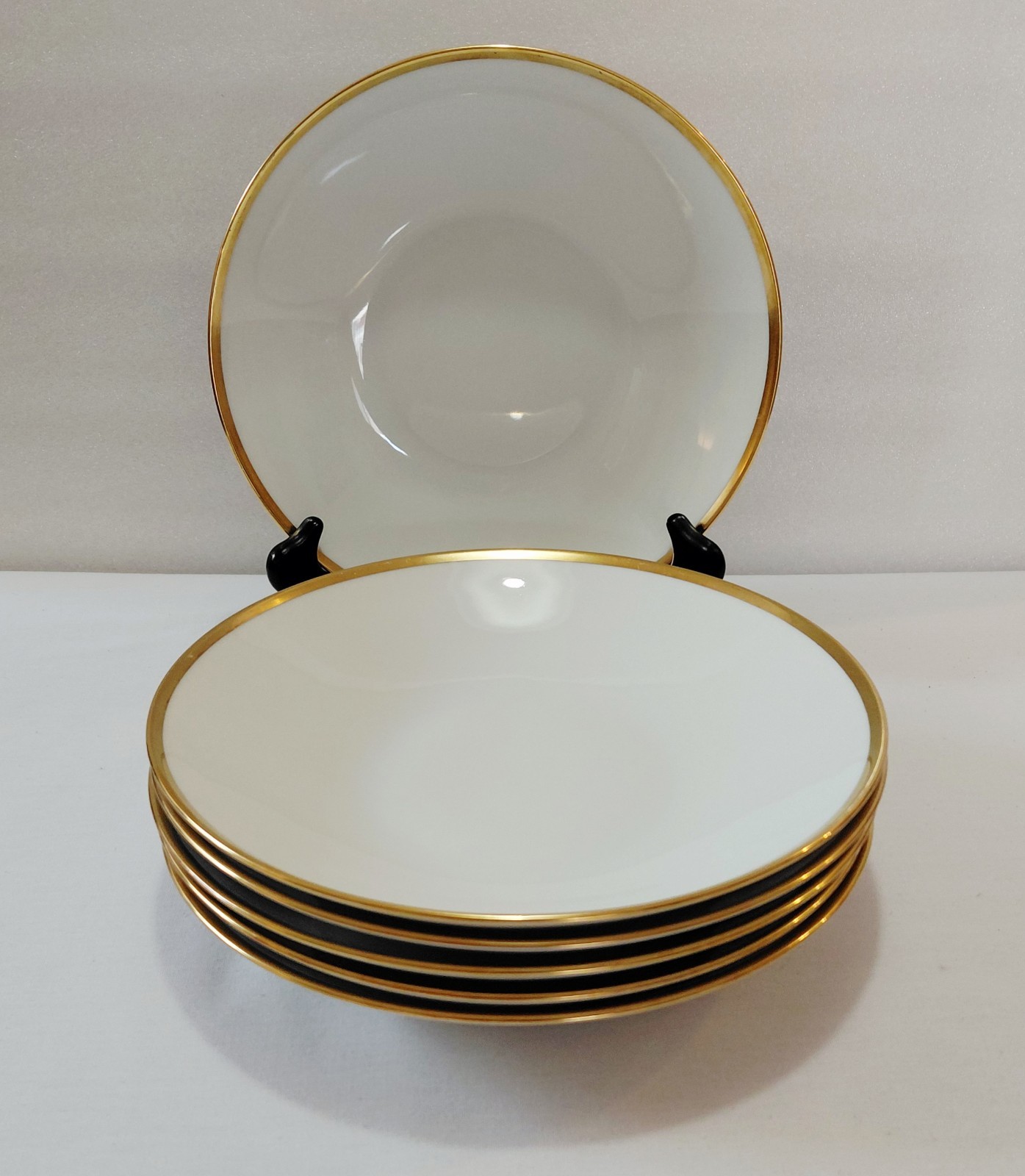Hutschenreuther Soup Bowls 8 3/4″ Olivia Gold White Elegant Dining Vintage Set 6
