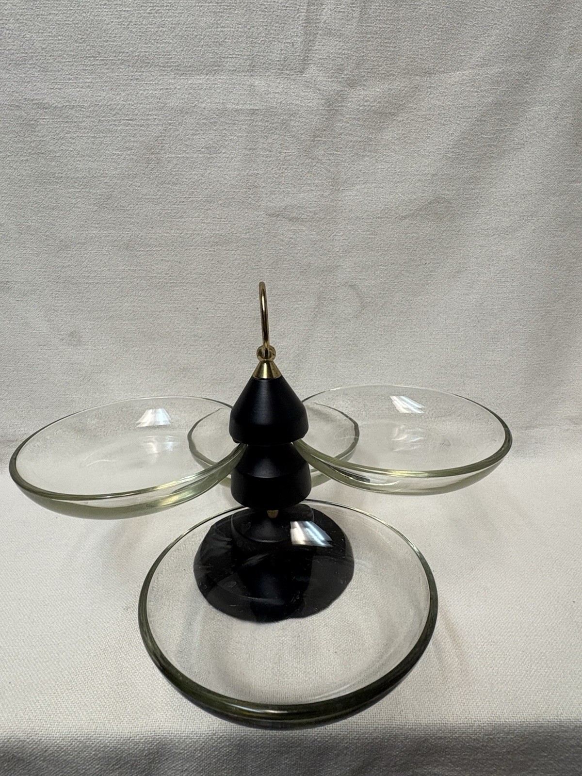 Mid Century Wood Glass Towered Susan Server Candy Nut Dish Wm Warren Pat 178029