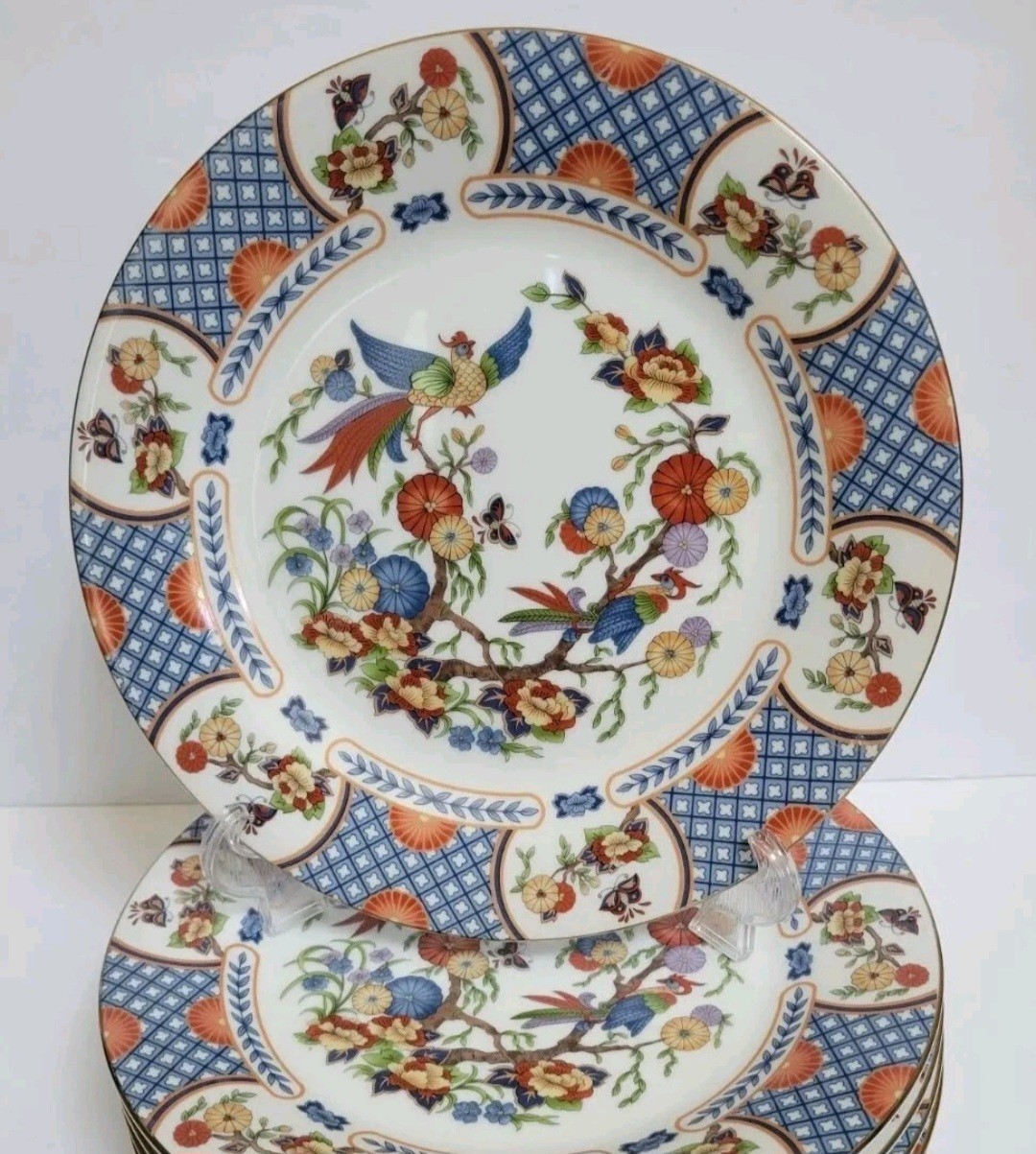 Set of 4 “CHINA GARDEN” 10 1/4″ DINNER PLATES MIKASA FINE CHINA OF JAPAN NOS
