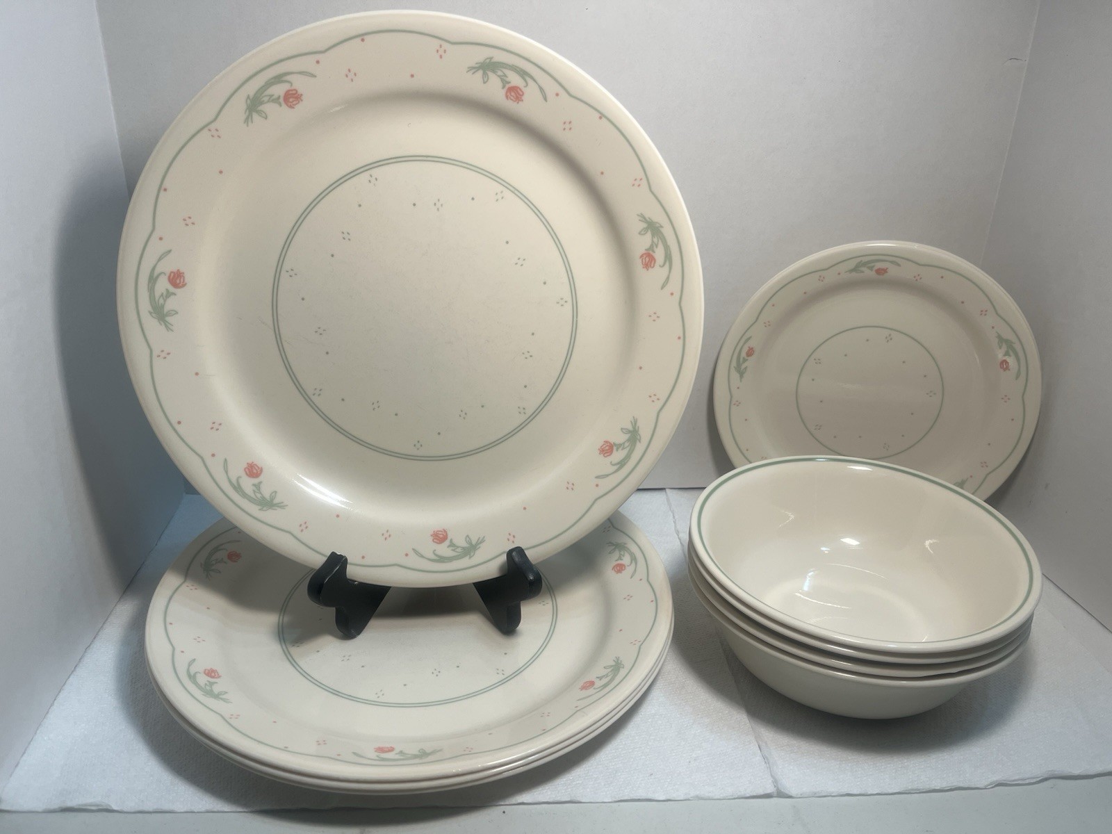 Corning Corelle Calico Rose Dish Dinner 12 Piece Lot See Description 3412