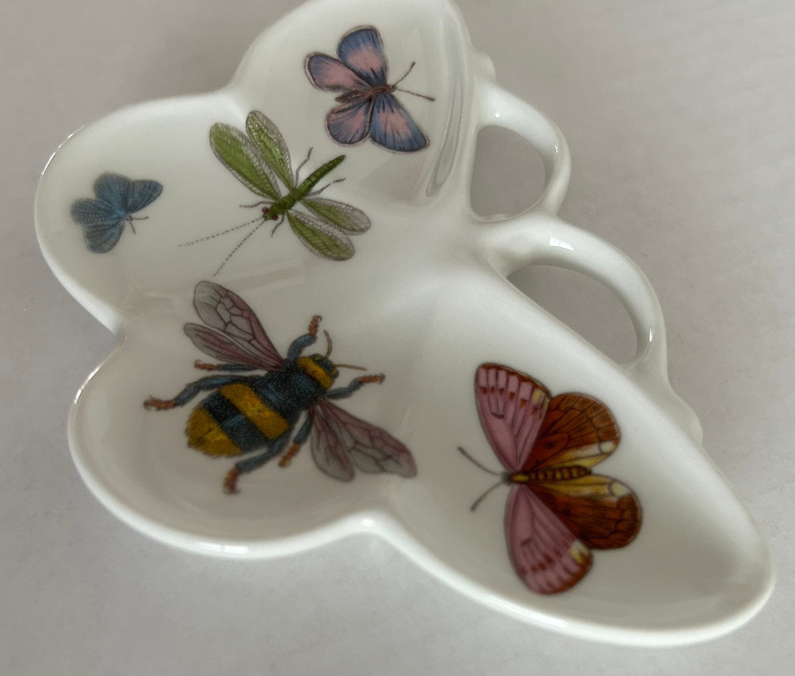 Portmeirion Botanic Garden Butterfly Spoon Rest Dish Bee Dragonfly Ceramic