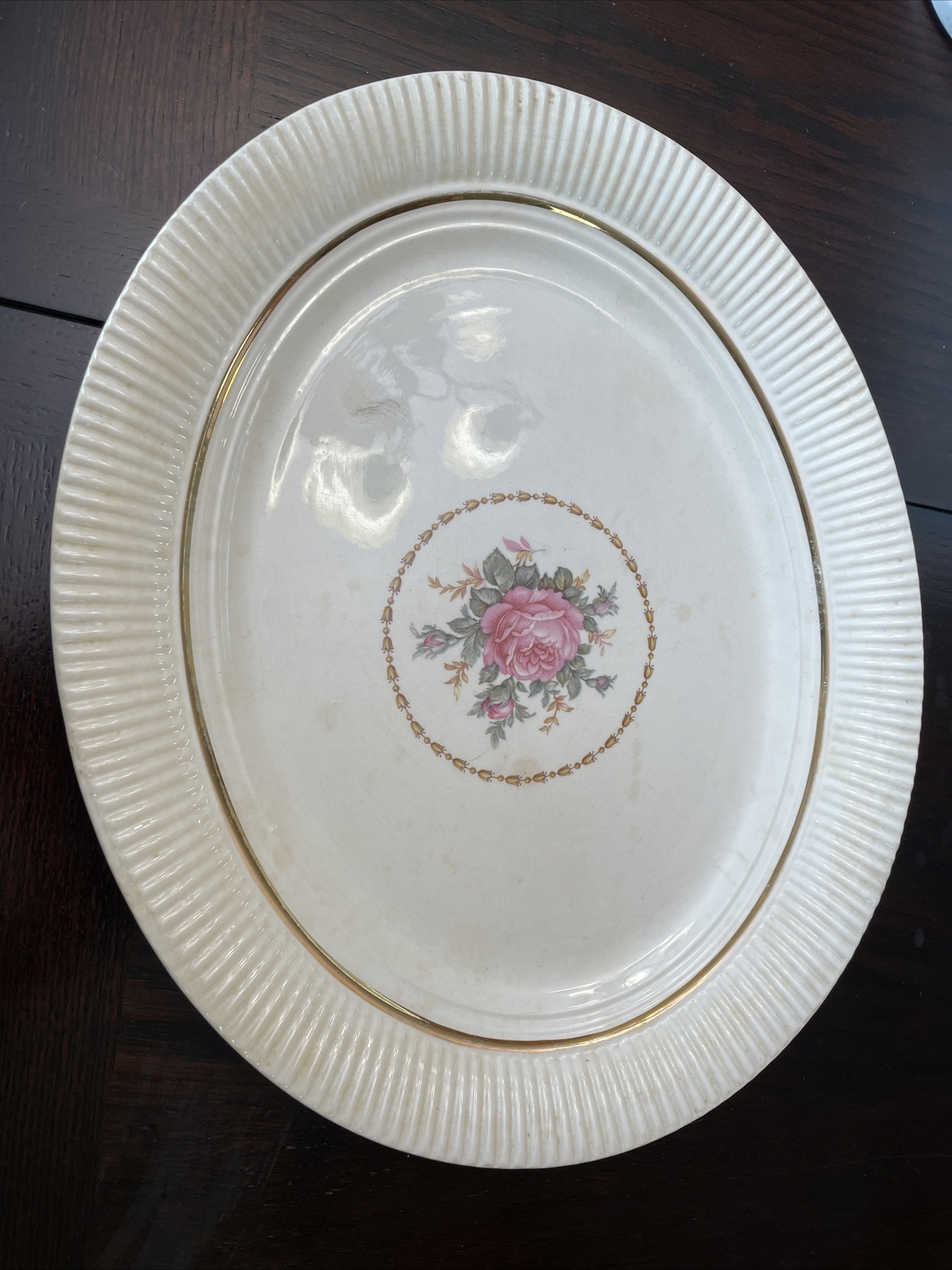 Vintage Victory BY SALEM China 13 1/2″ Serving Platter 23 Karat Gold Trim, Rose