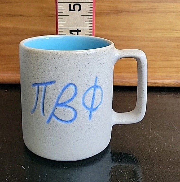 Pigeon Forge Pottery Pi Beta Phi Sorority Coffee Mug Cup Stoneware Blue Gray