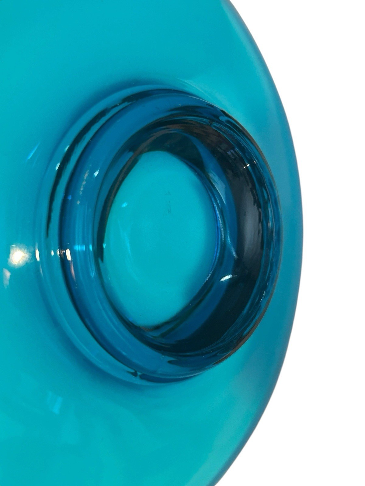 Viking Mid Century Modern Blue Blunique Epic Asymmetrical Glass Pedestal Bowl 8″