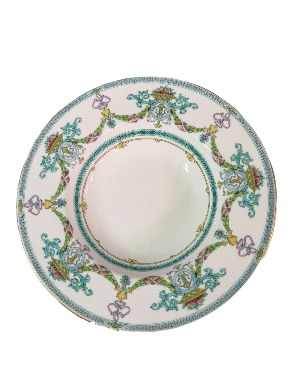 MINTON PORCELAIN H3050 PATTERN FRUIT AND LEAF RIMMED SOUP BOWLS SET OF 6 RARE