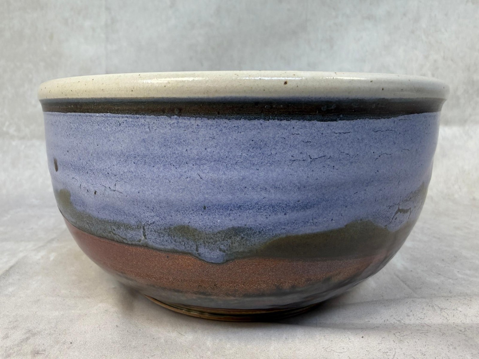Studio Art Handmade Drip Glaze 8″ Pottery Bowl, Signed & Dated by Artist USA