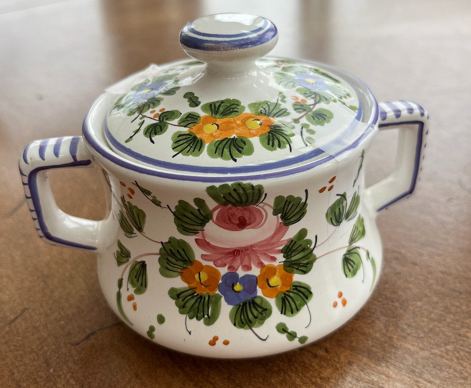 Vintage L. Pardi Castelli Italy Signed Hand Painted Numbered Sugar Bowl
