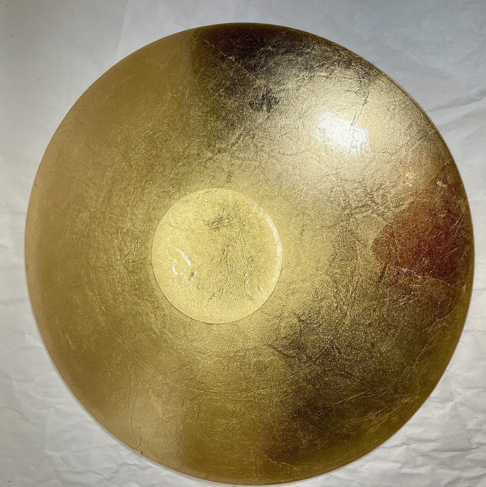 15″ Red Glass Serving Plate Red with Gold Foil Round Fantasia Collection ITALY
