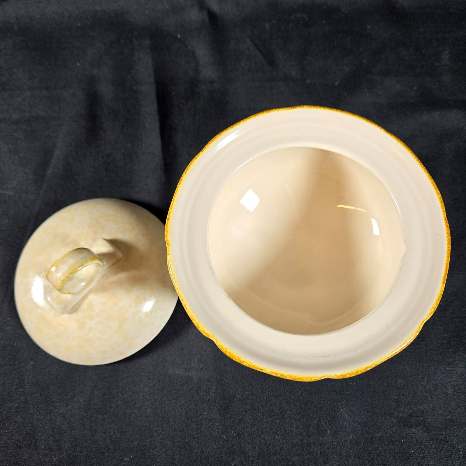 Mikasa Country Charm FG000 Serving Set Beige Brown Trim 8″ Japan Vintage Ceramic