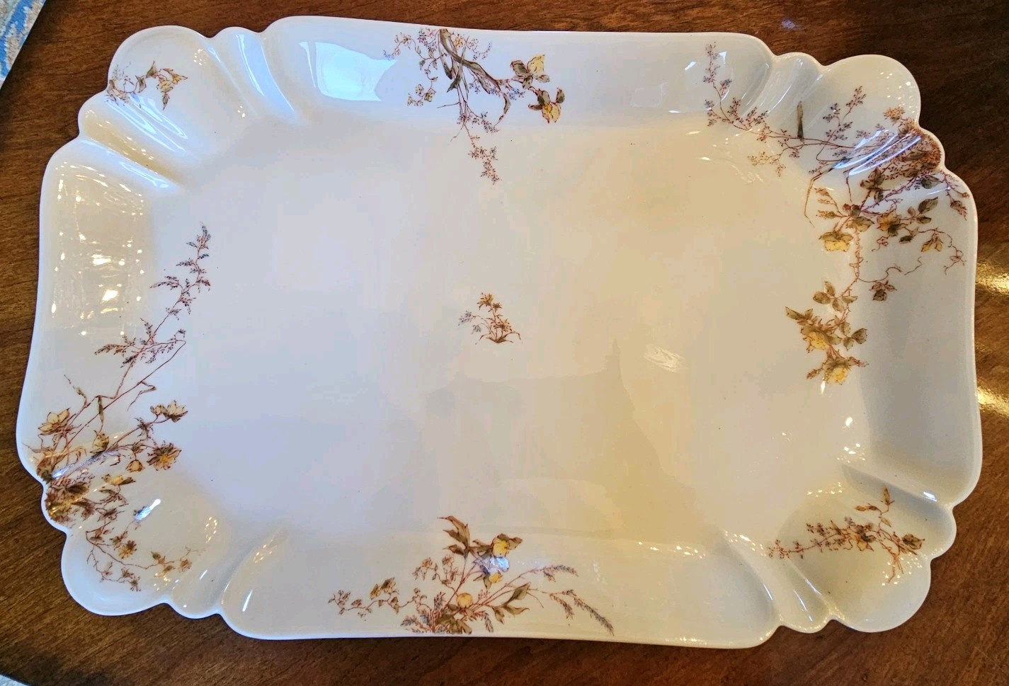 16.5″ Haviland Limoges Blue Green Yellow Rose Rust Gold Platter Schleiger 266