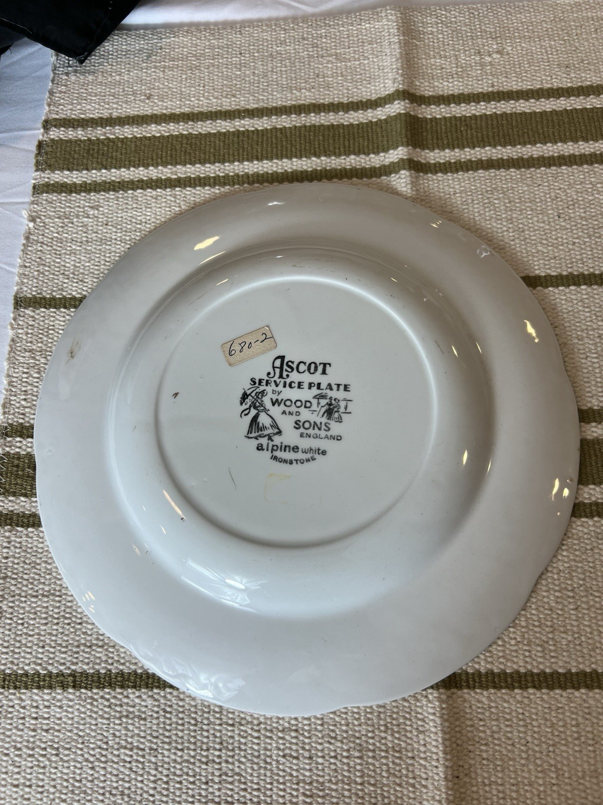 Ascot Service Plate Wood & Sons Decorative Ironstone Wall Plate 10.5″ England
