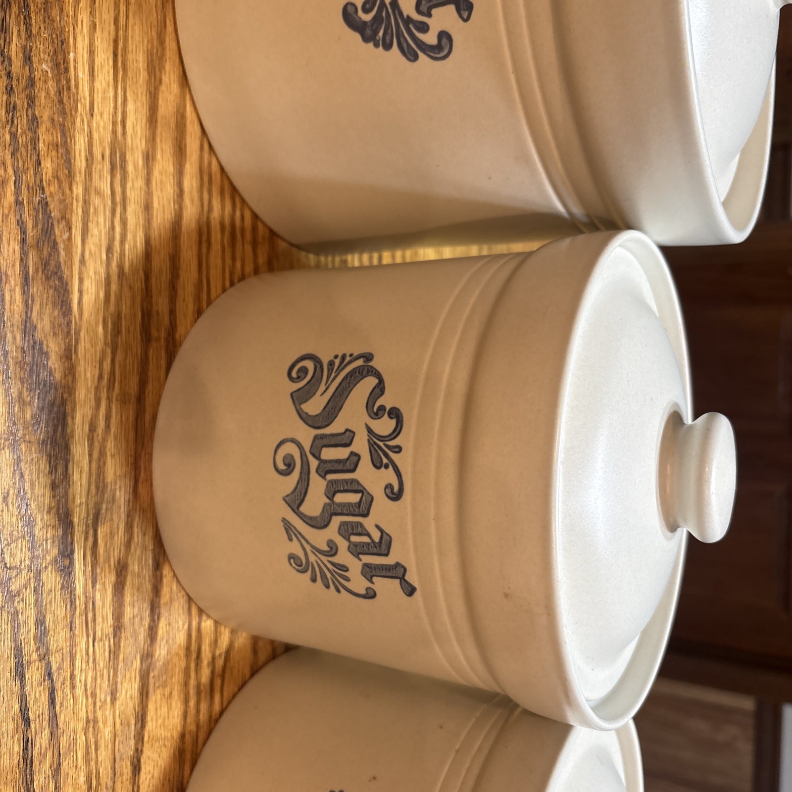 Set of 4 Vintage Pfaltzgraff Yorktowne Flour, Sugar, Coffee, Tea Canisters CC