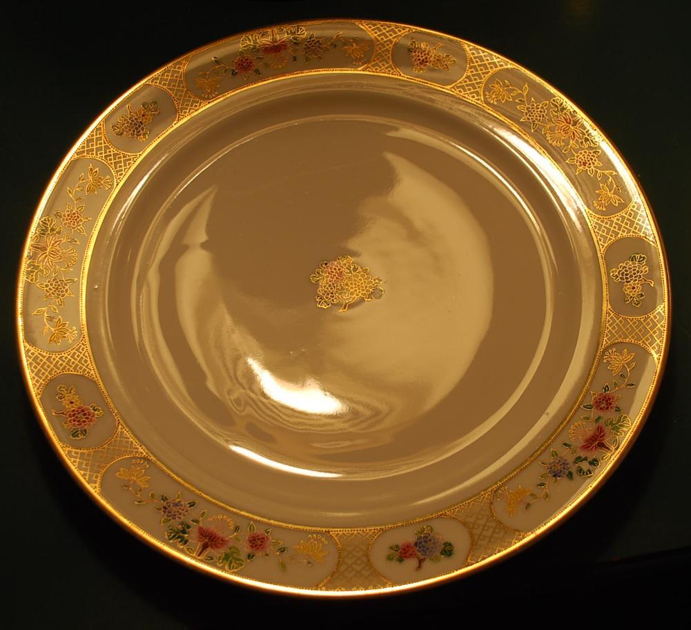 Vintage Noritake 12″ Plate Platter GOLD MORIAGE BEADING Hand Painted Nippon ‘M’