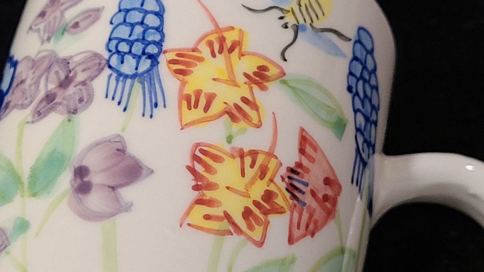 Ceramic Coffee Mug Cup Royal Norfolk Butterfly Bee and Flower Print- Pair- 2pc