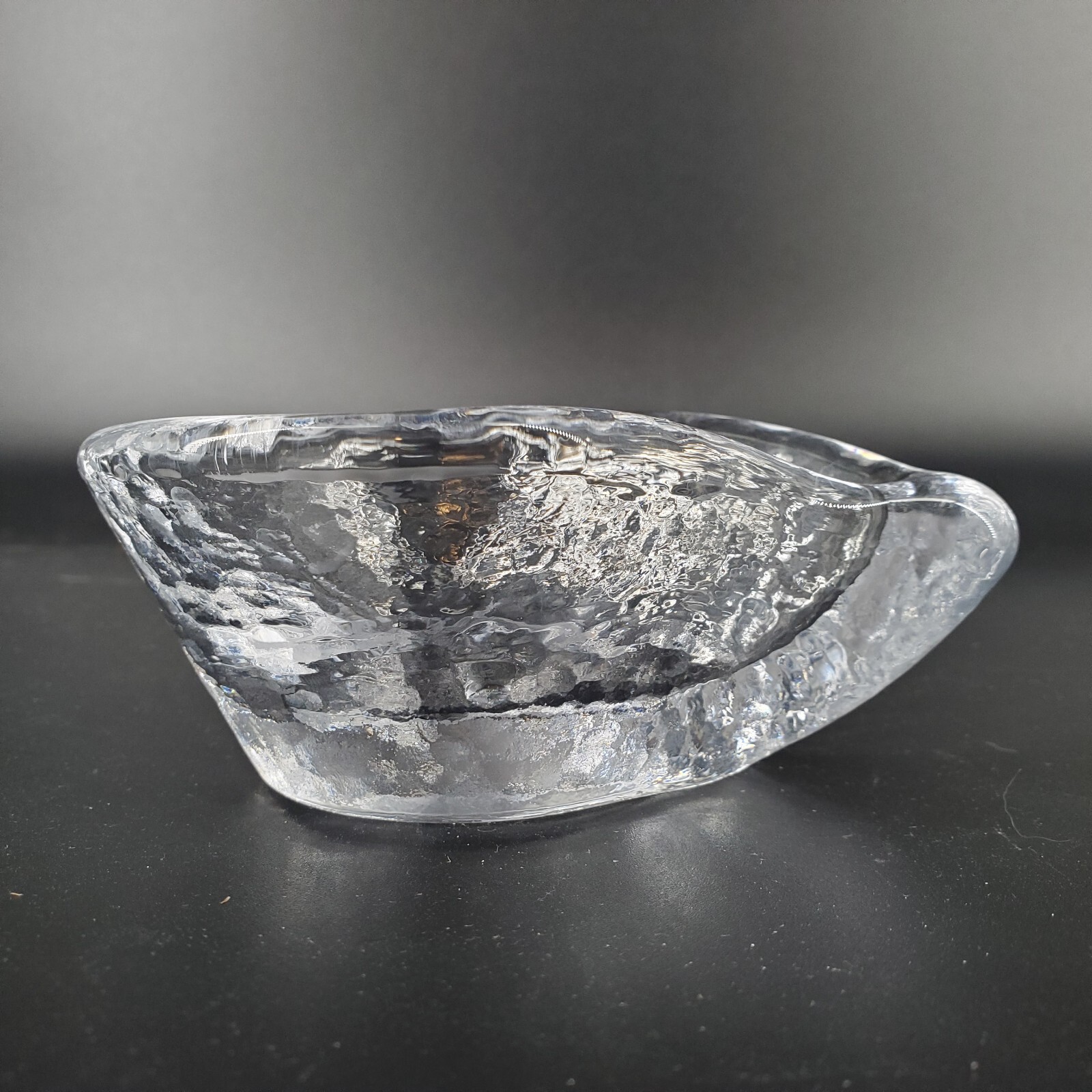 Simon Pearce Teardrop Paisley Glass Trinket Nut Candy Dish Asymmetrical Signed