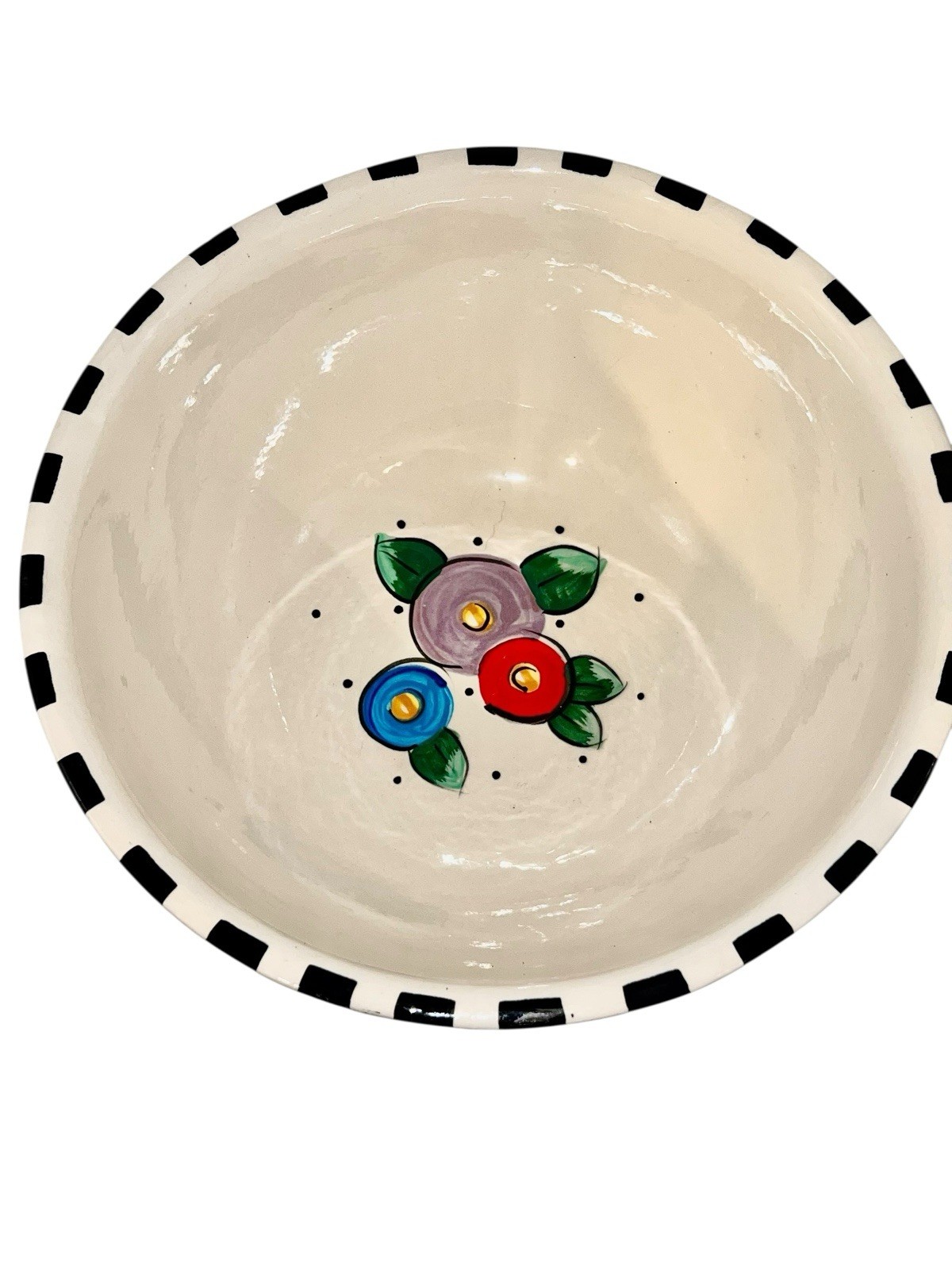 VTG GAETANO Pottery Mary Engelbreit Serving Mixing Bowl Rose Flower Design 1994