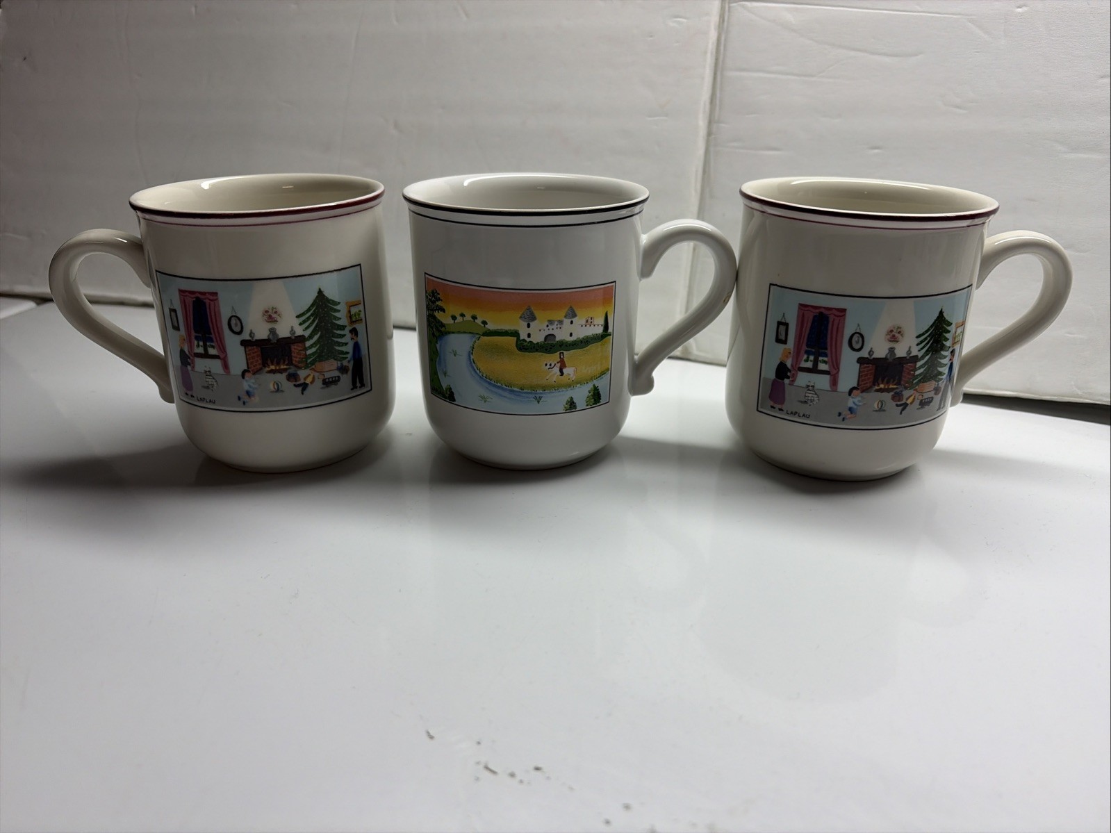 Lot of 3 Villeroy & Boch Naif Coffee Tea Mugs Christmas