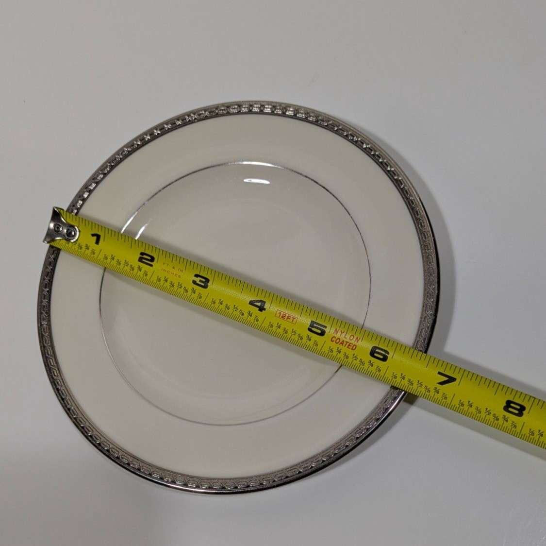 Pickard Embassy White Ceramic Plate Silver Trim USA Elegant Dining