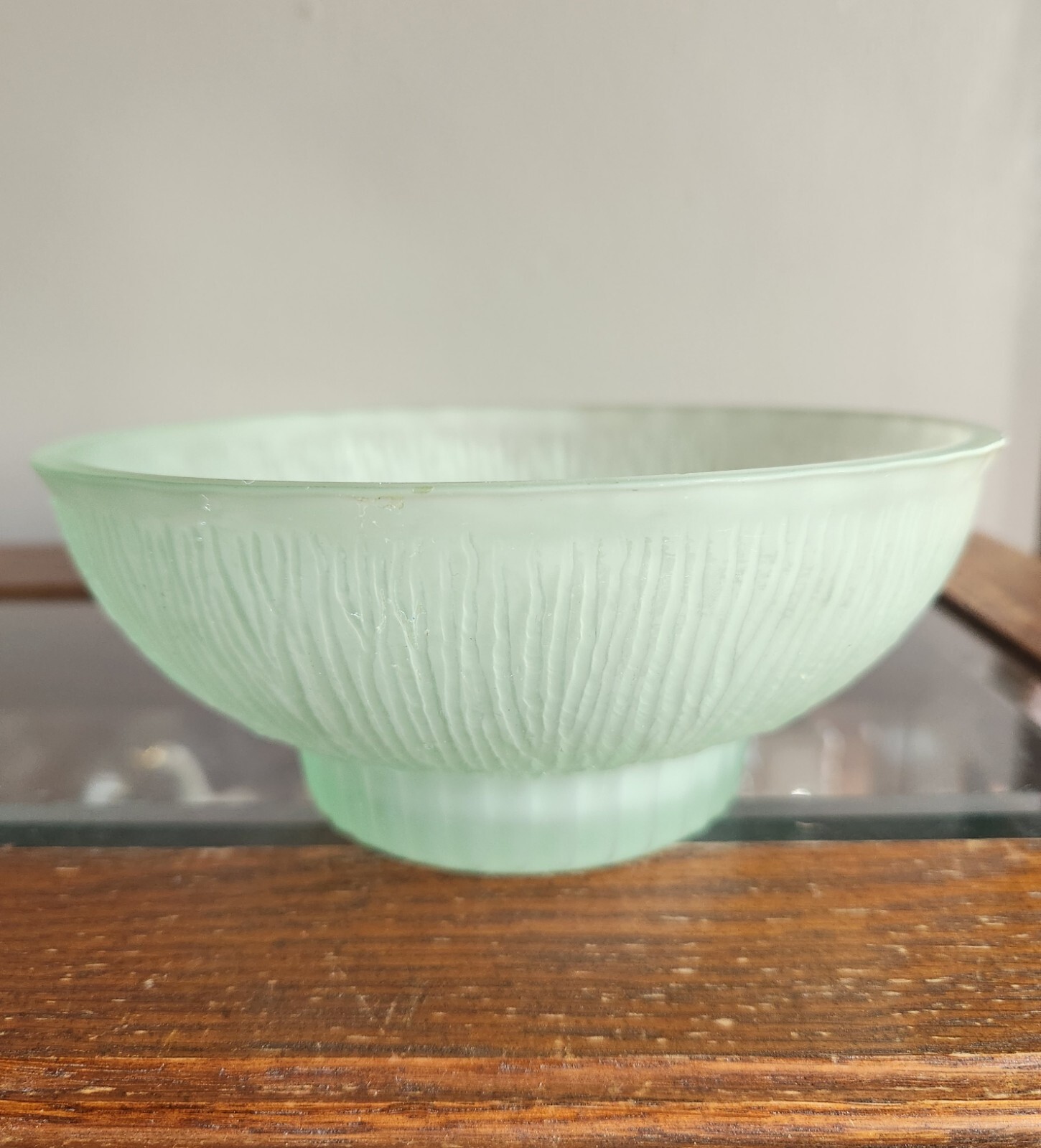 Vintage 1975 FTD Florists Jade-Colored Pedestal Bowl 3″×6⅞”