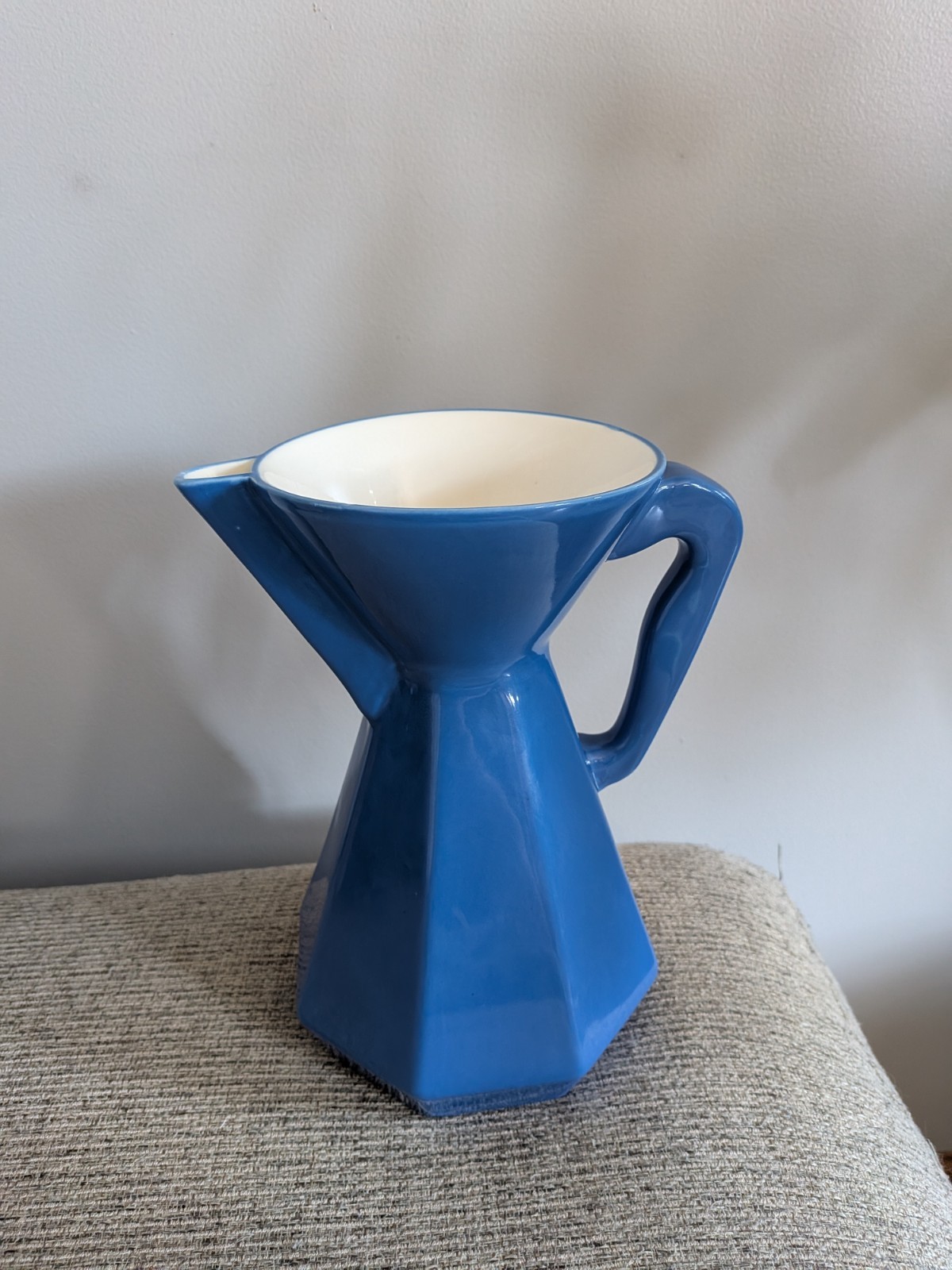 GoodCook Koffe Blue Ceramic Pour Over Coffee Maker Carafe 6 Cup Geometric Design