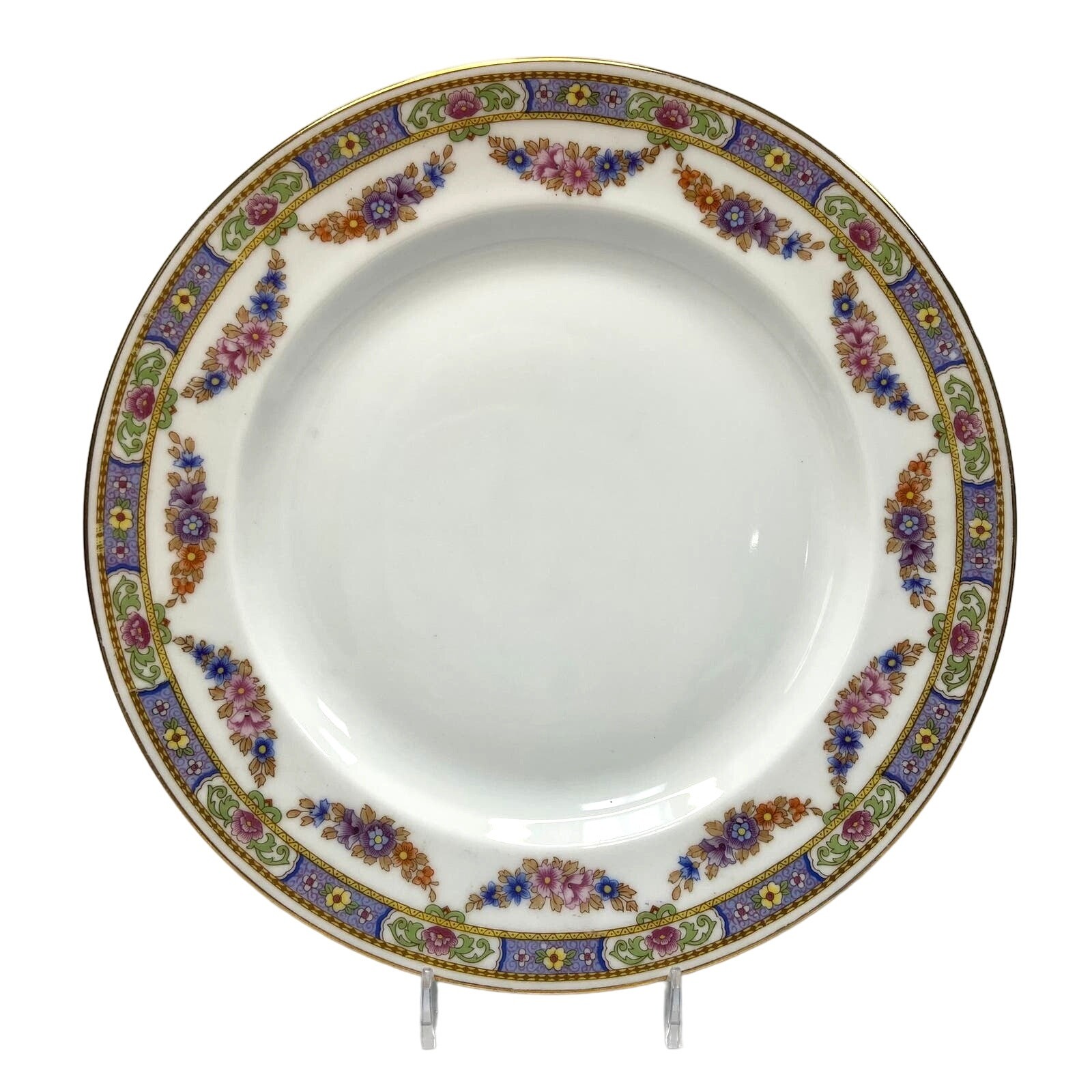 Epiag Czech Normandy 5529 Dinner Plate 10.25″ Floral Swags Gold Trim Circa 1950s