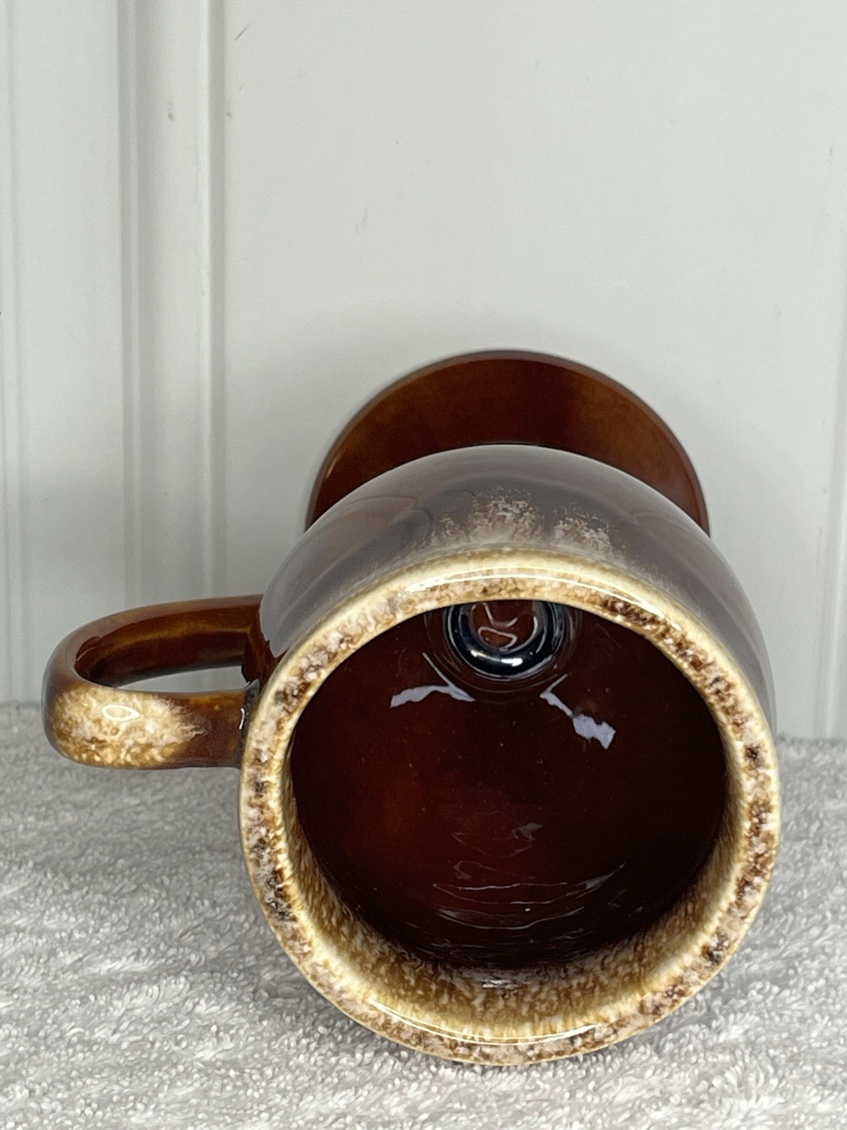 Set of 4 Vintage Hull Pottery Brown Drip Glaze Irish Coffee Pedestal Mugs 6″