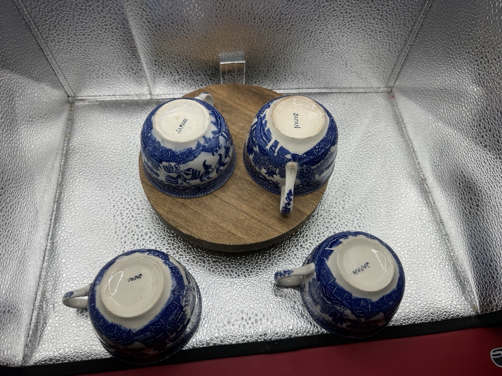 Vintage Blue Willow Tea Cups (4) MADE IN JAPAN