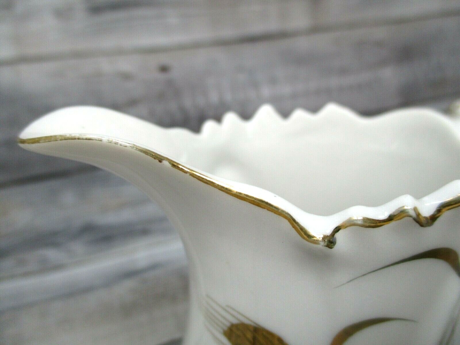 Lefton China Creamer Pitcher Small 3.5in Golden Wheat Farmhouse Country *crack