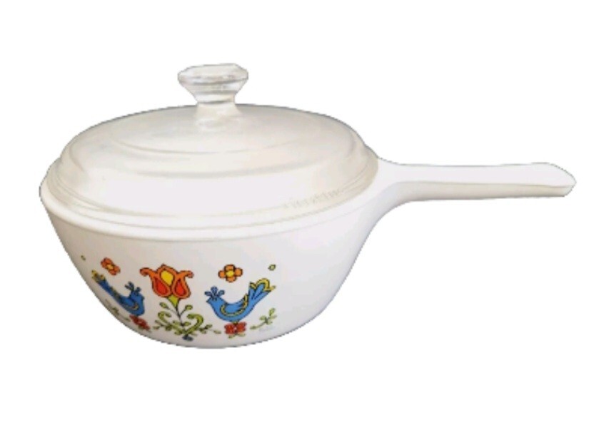 6 pc Corning Country Festival Sauce Pans Skillet Menuette P-82-B & (2) P-83-B