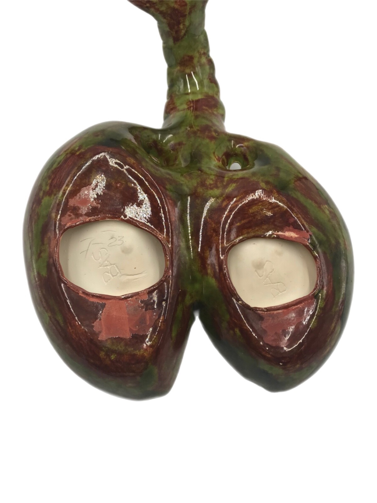 Art Pottery Lobster Divided Serving Dish Drip Glaze Signed BAS Decorative