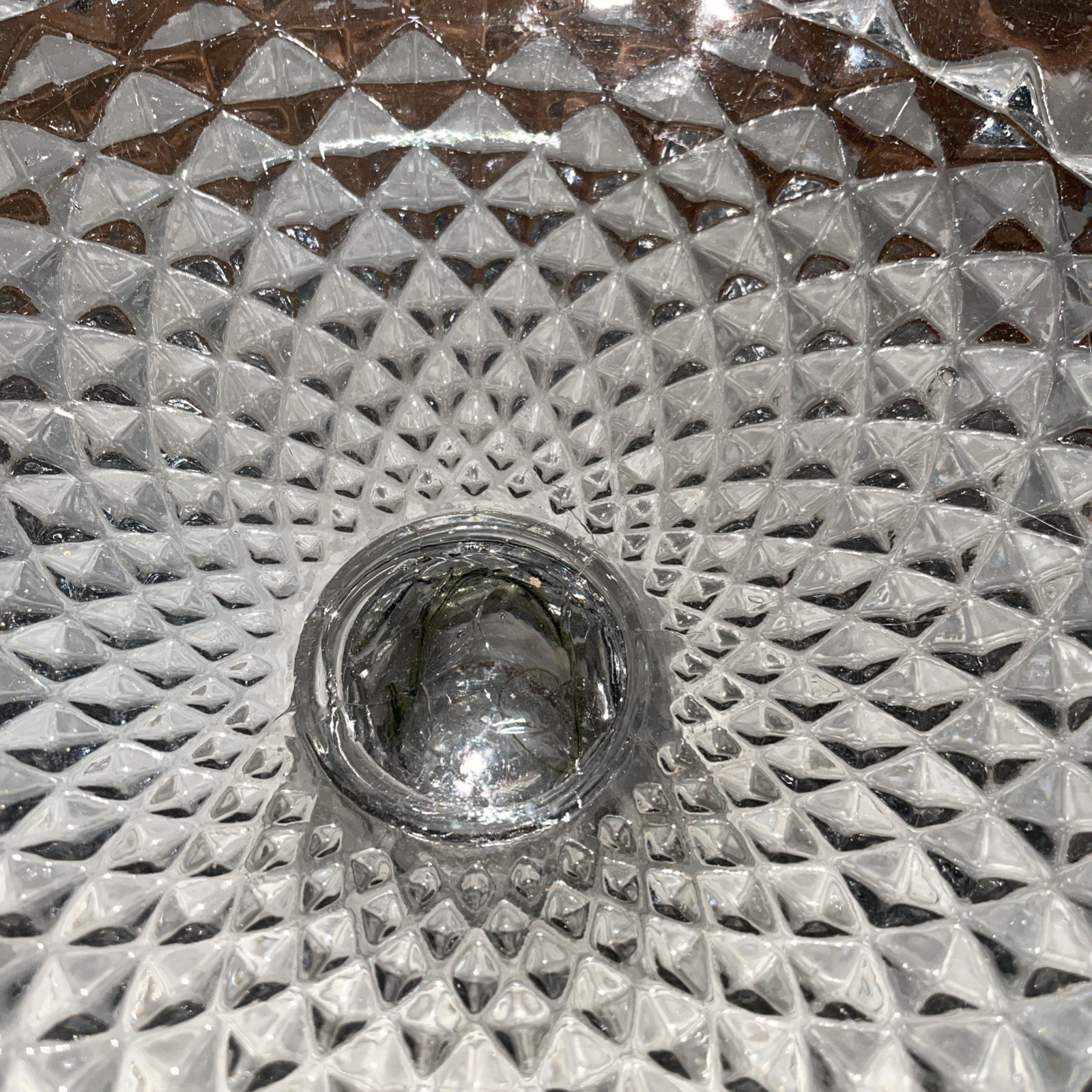 Pressed Glass Pedestal Candy Dish or Compote Scalloped Edge Bowl 6.5”H X 9”W