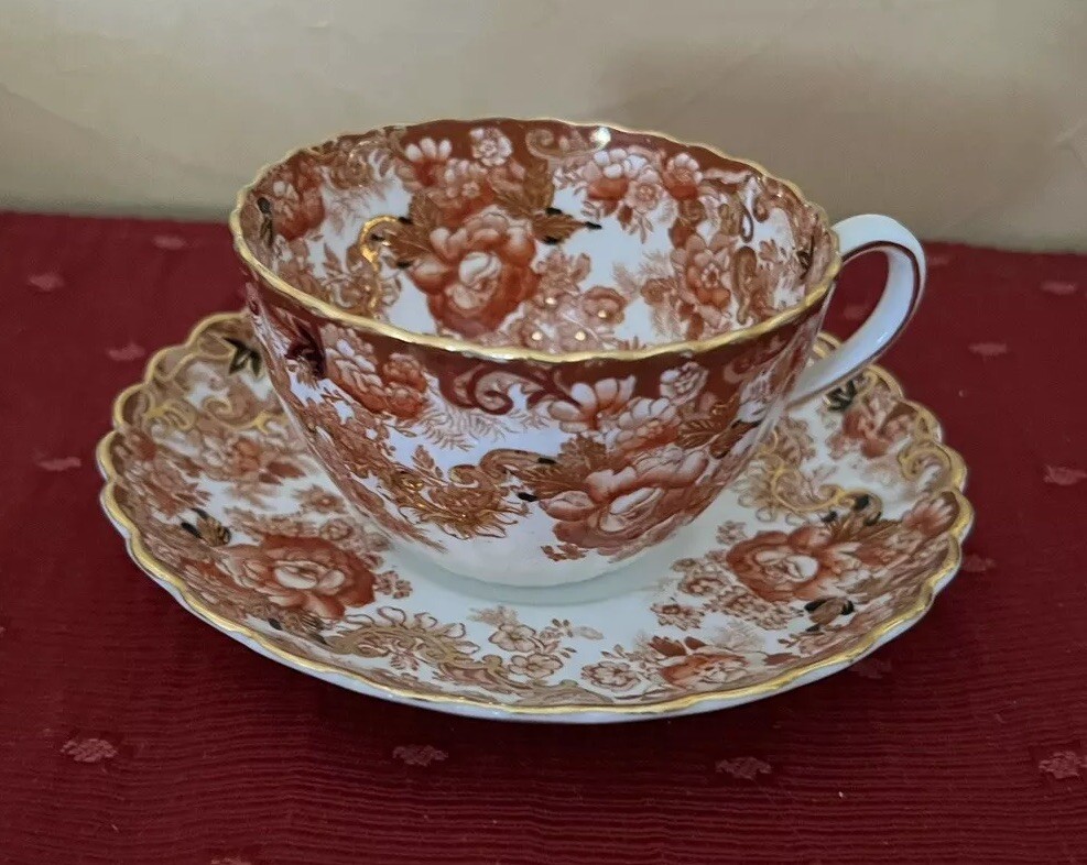 Radfords Fenton Victorian Bone China Tea Cup Saucer Set Gilding Rare