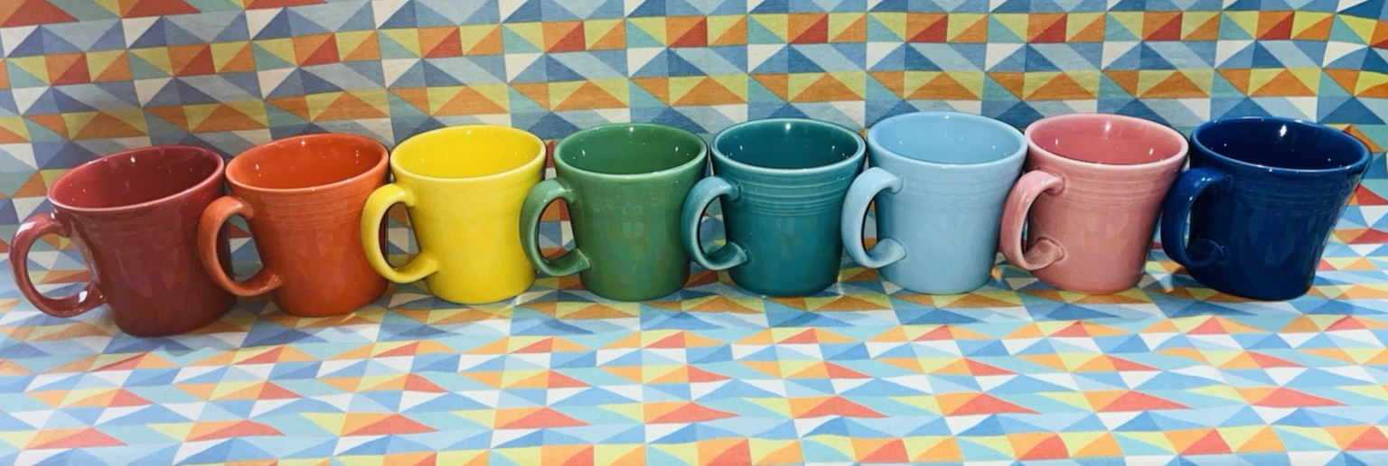 NEW bright set of 8 FIESTA TAPERED MUGS 15 oz FIESTAWARE Free Shipping