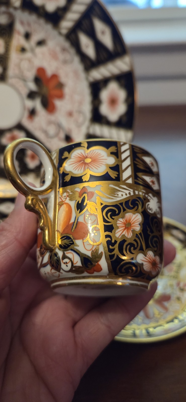 Royal Crown Derby Traditional Imari Handpainted Salad Plate Cup Saucer 3pcs
