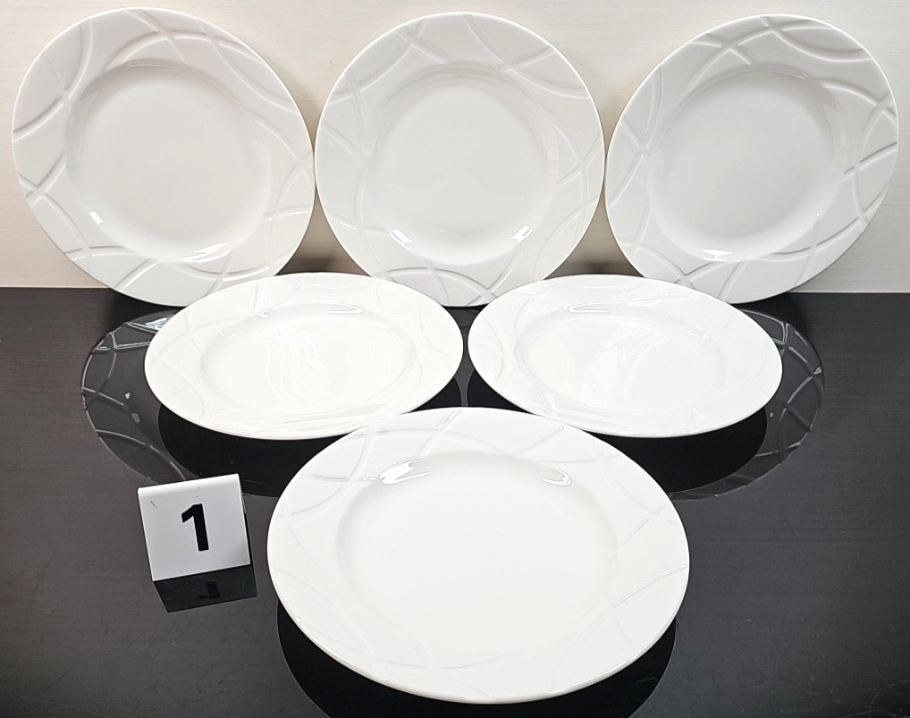 12 Lenox Vibe Salad Plate Set White Swirled Elegant Accent Table Dining Dish Lot