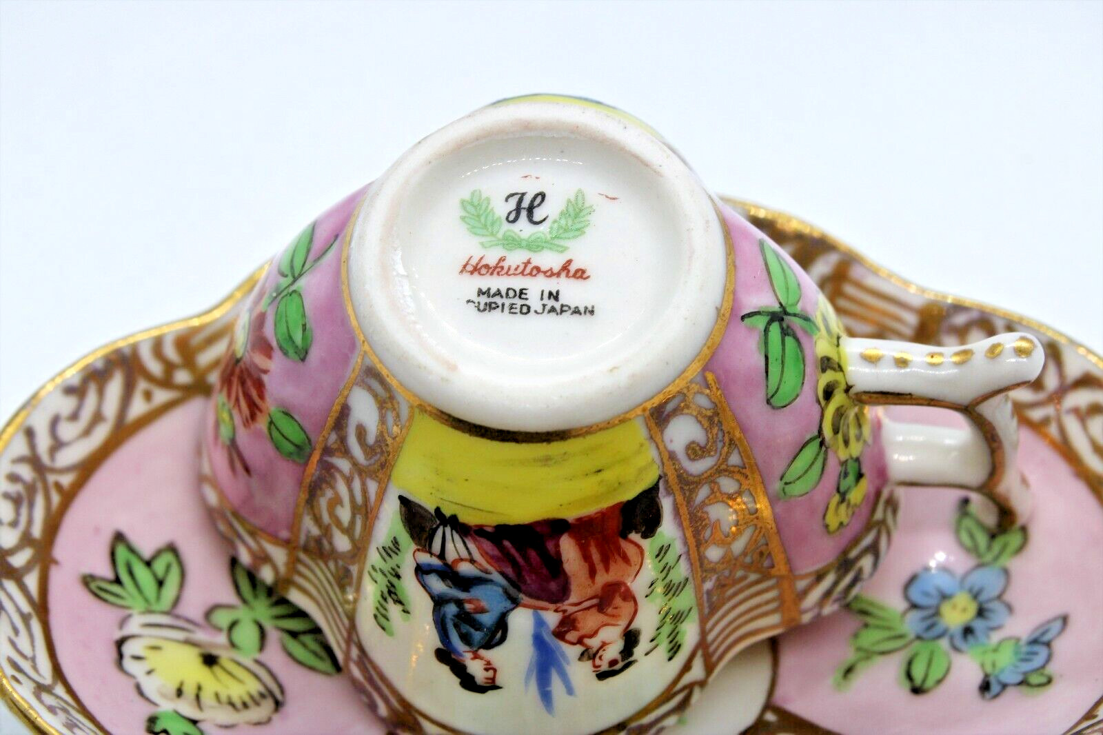 Hokutosha Fine China Tea Cup & Saucer Hand Decorated Made in Occupied Japan