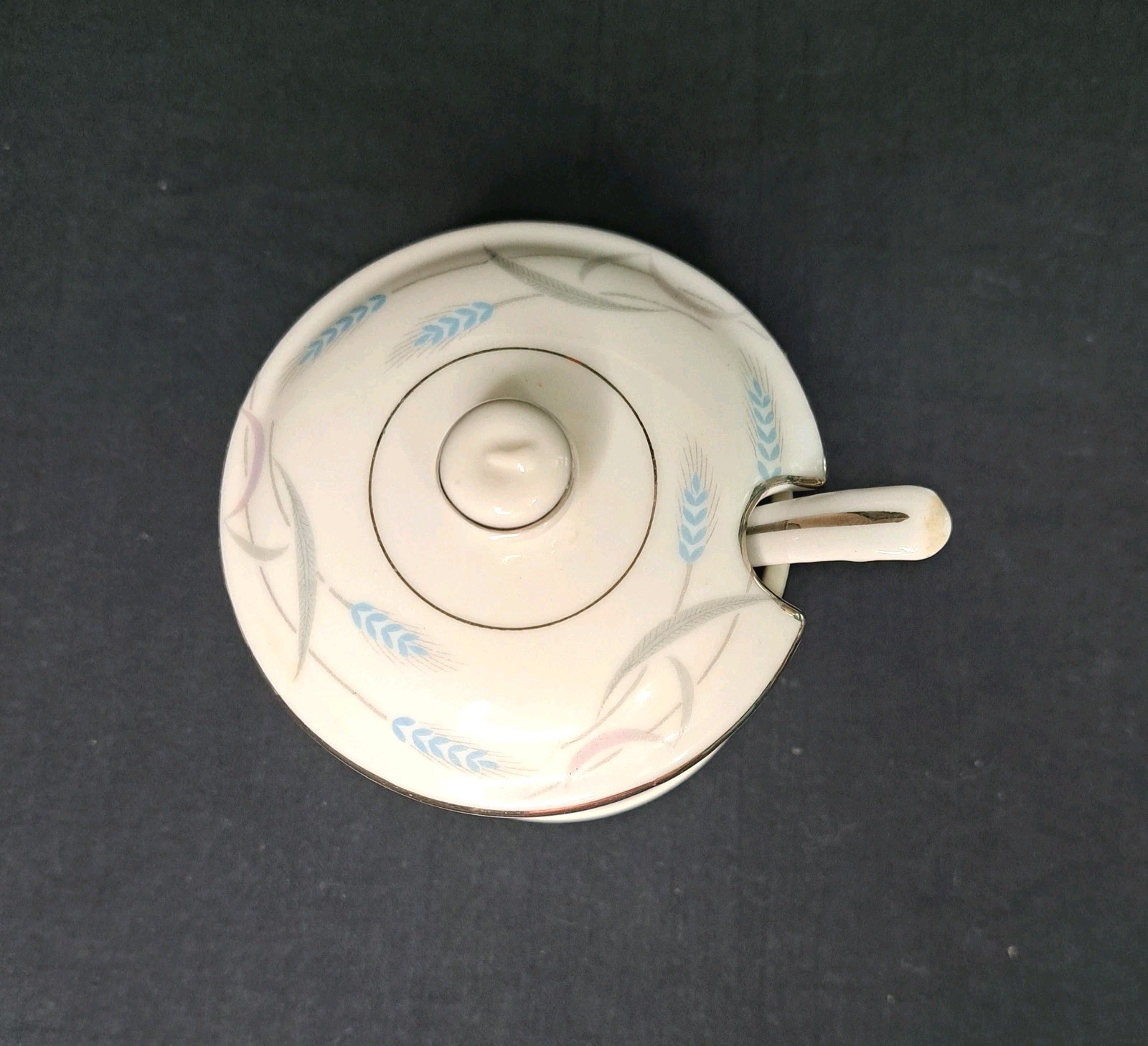 Valmont China Royal Wheat Condiment Jam Jar with Lid & Spoon Vintage