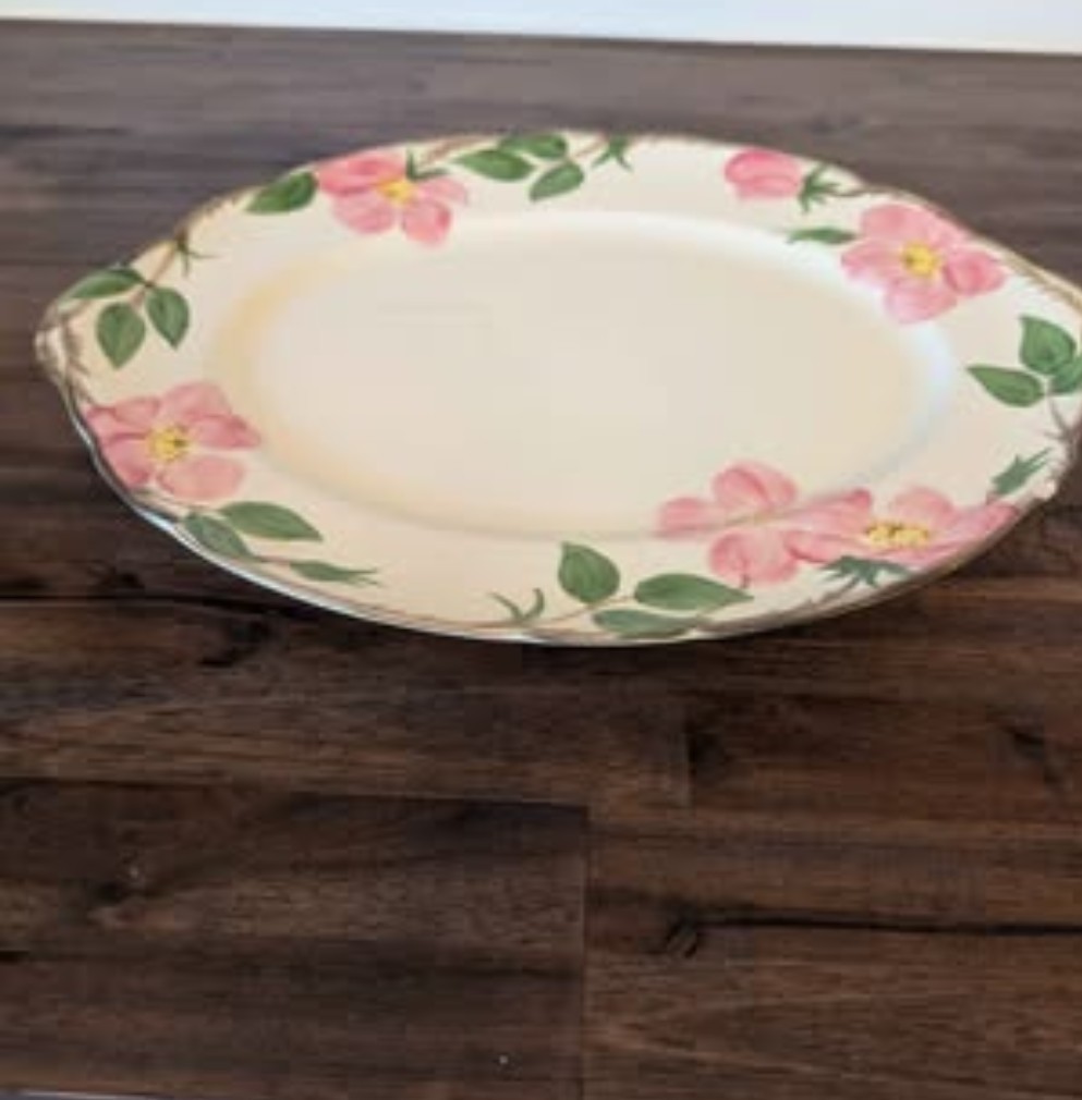Floral Ceramic Dinner Set White Pink Green with Serving Pieces & Shakers
