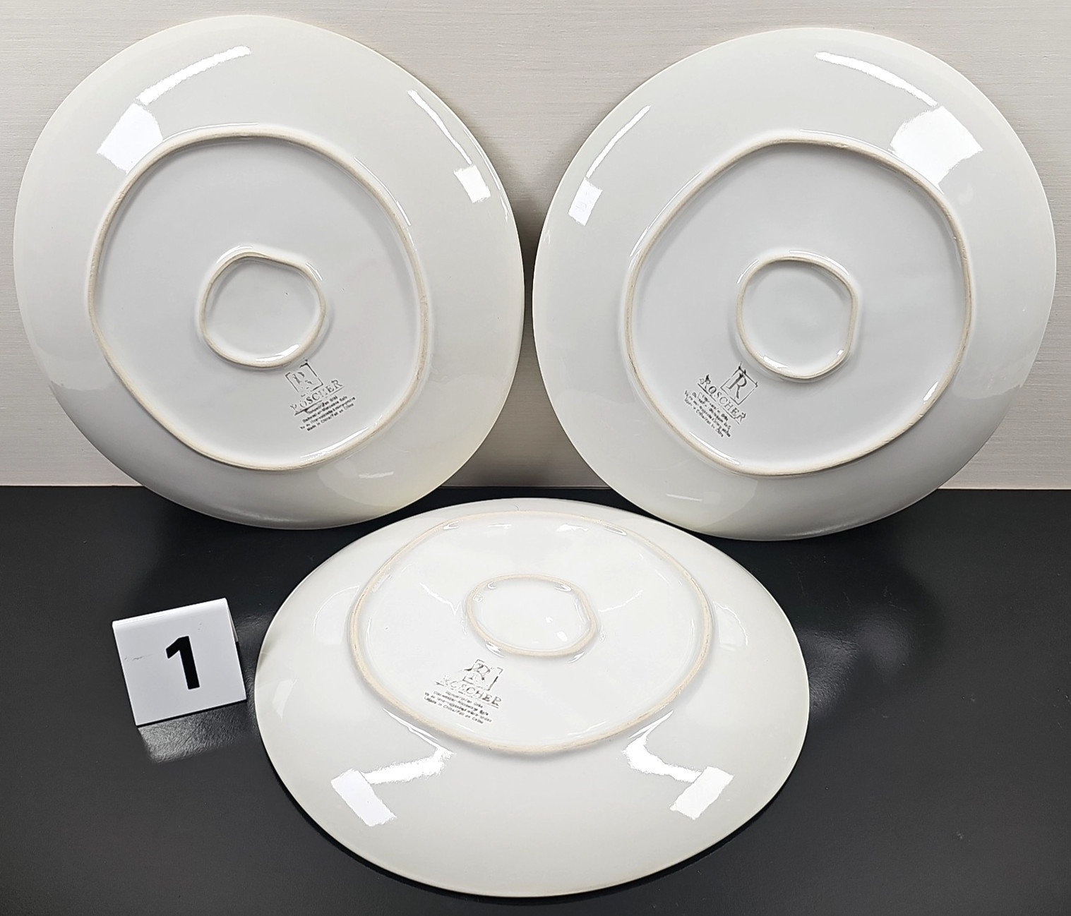 6 Roscher Crackle Glass Green Dinner Plates Set Elegant Stoneware Table Dish Lot