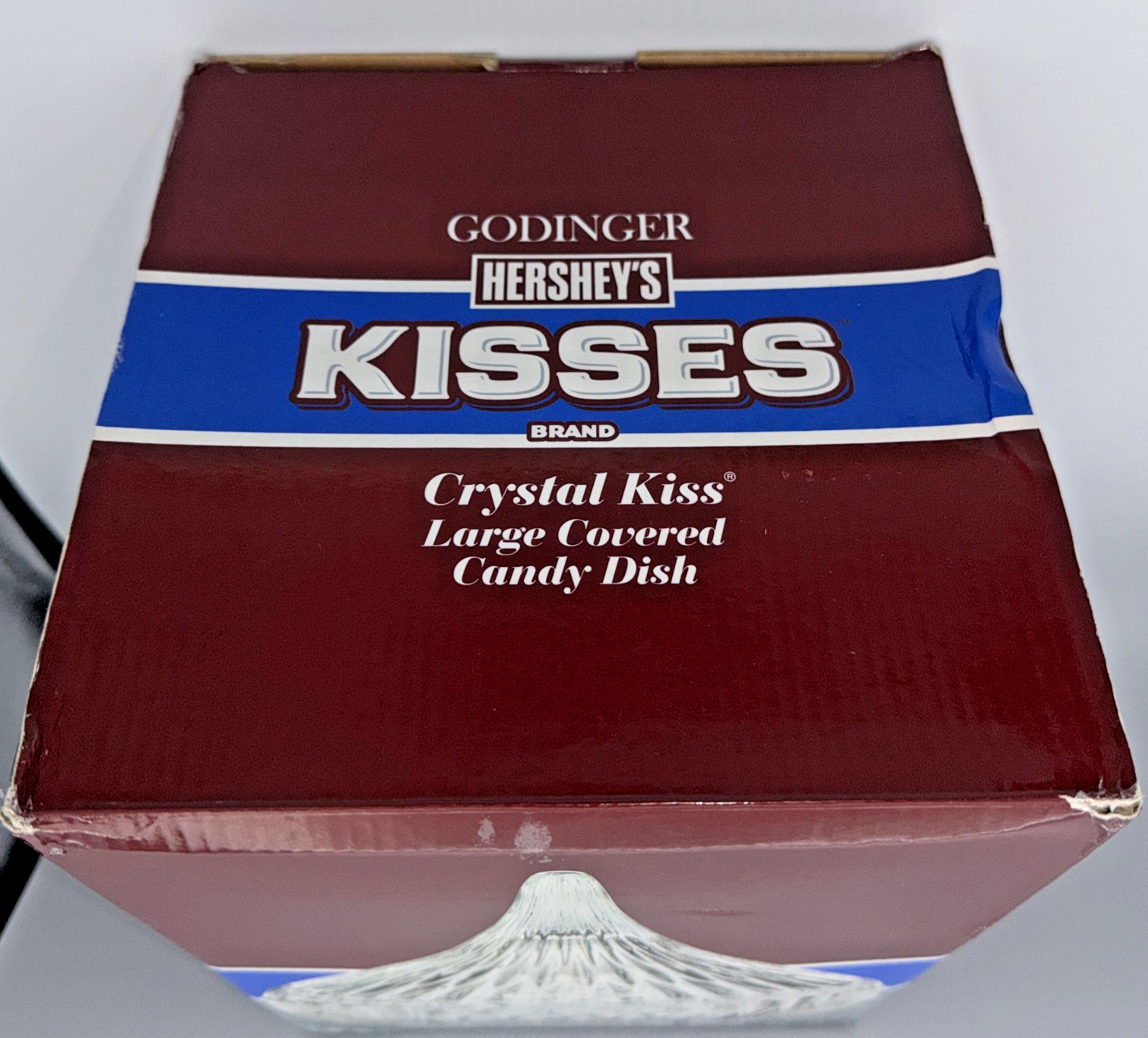 LARGE 9″ Hershey’s Kiss Crystal Covered Candy Dish Godinger Kisses Box HTF
