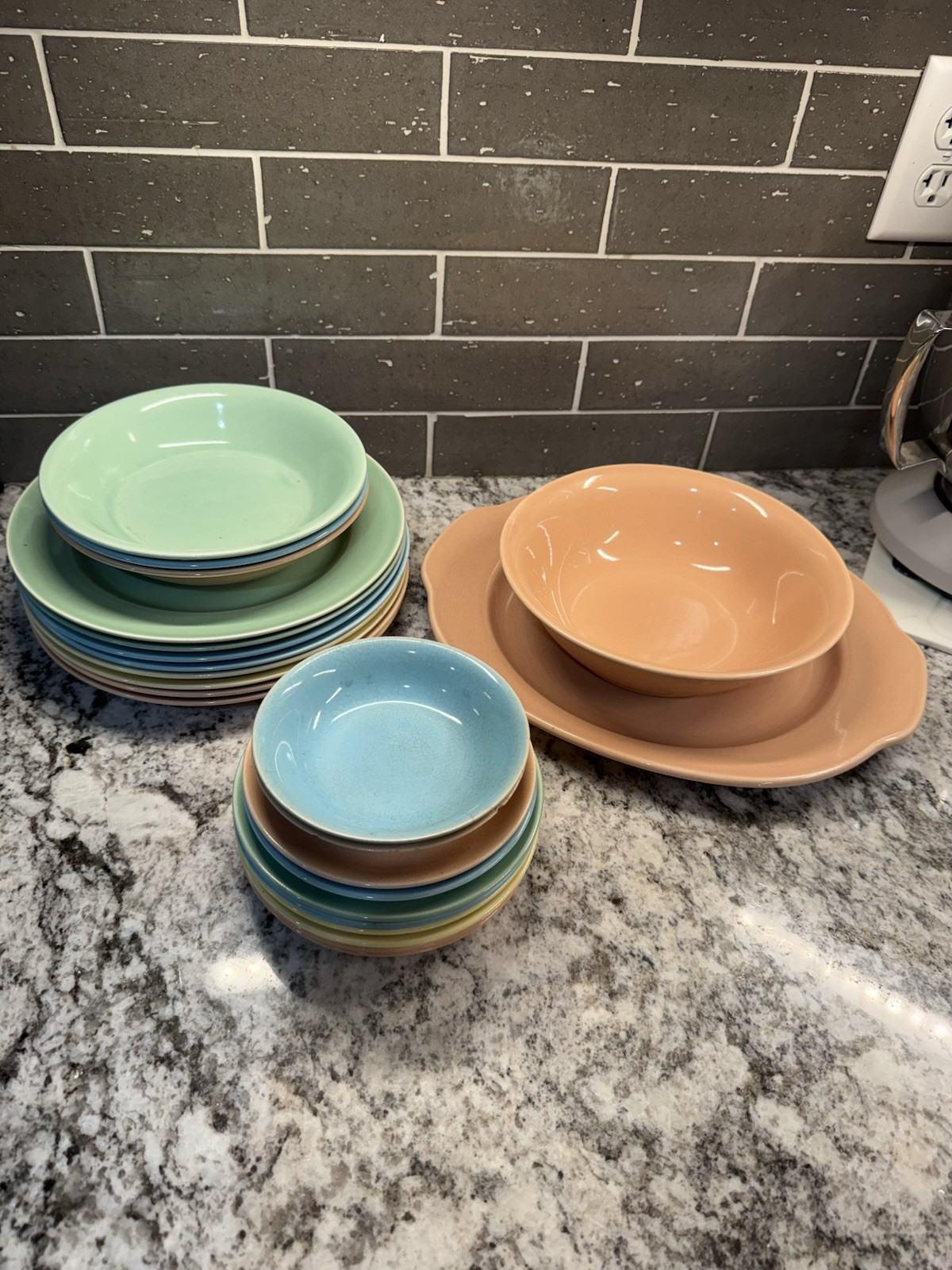 Vtg Universal Cambridge Largo Pastel Dishes Mixed Lot MCM Harlequin