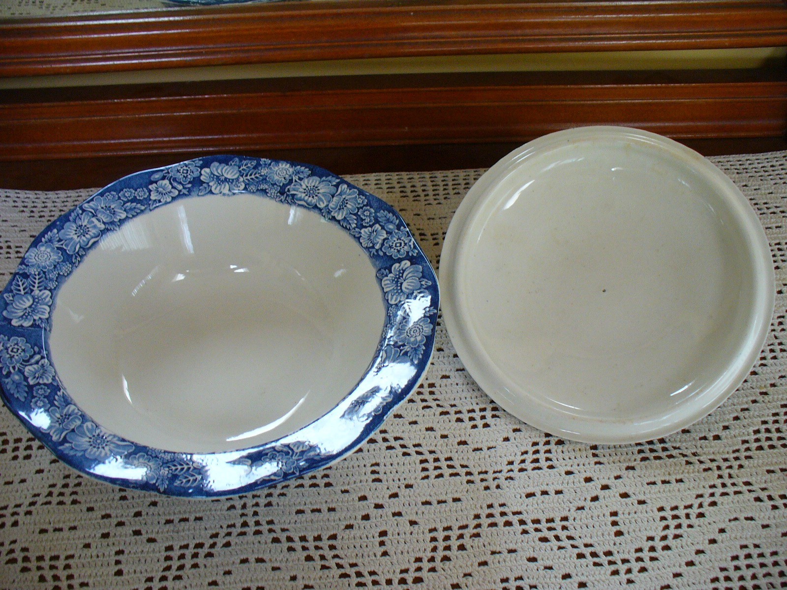 LIBERTY BLUE Staffordshire Covered Vegetable Bowl “Boston Tea Party”