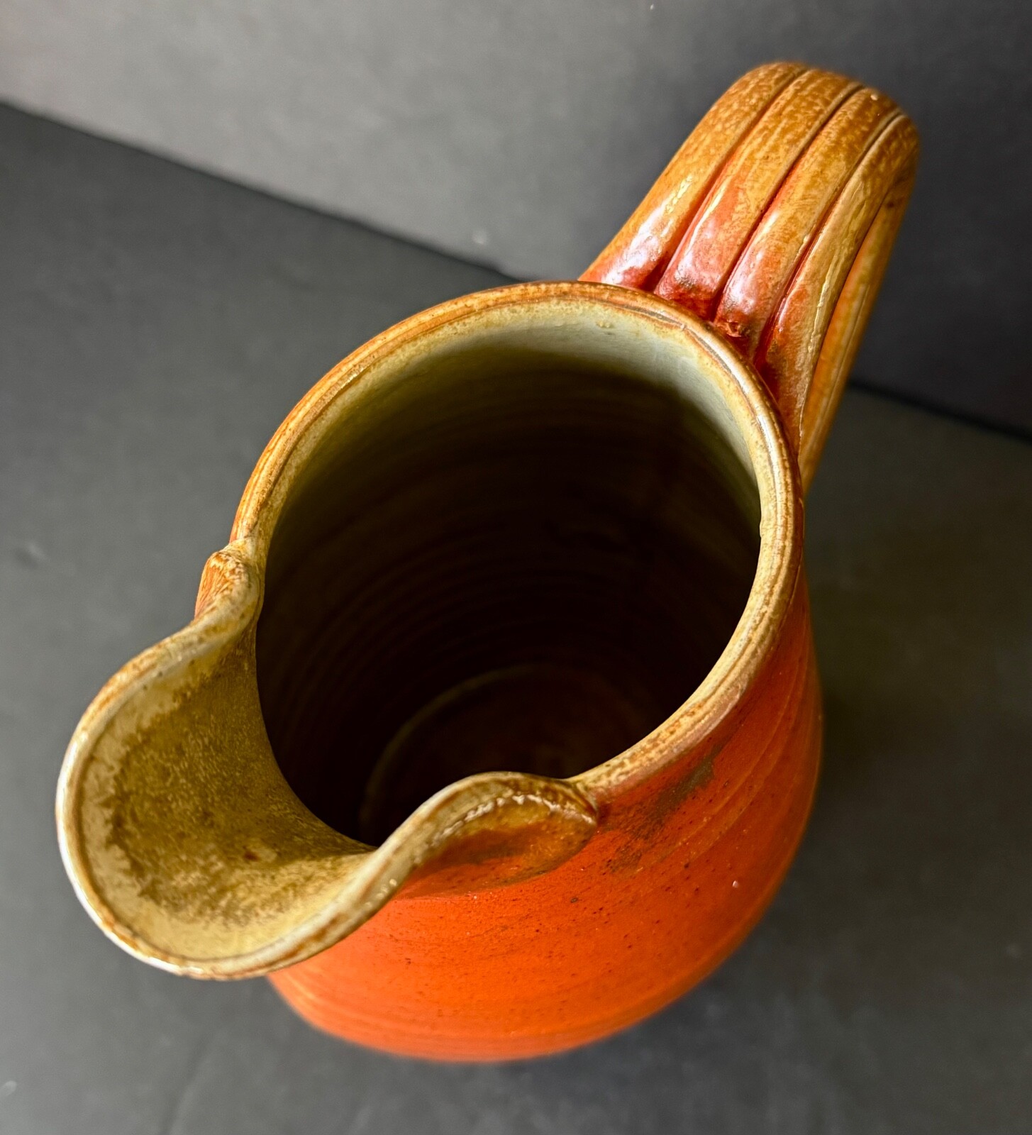 Contemporary handcrafted Sagger fire pitcher 9”