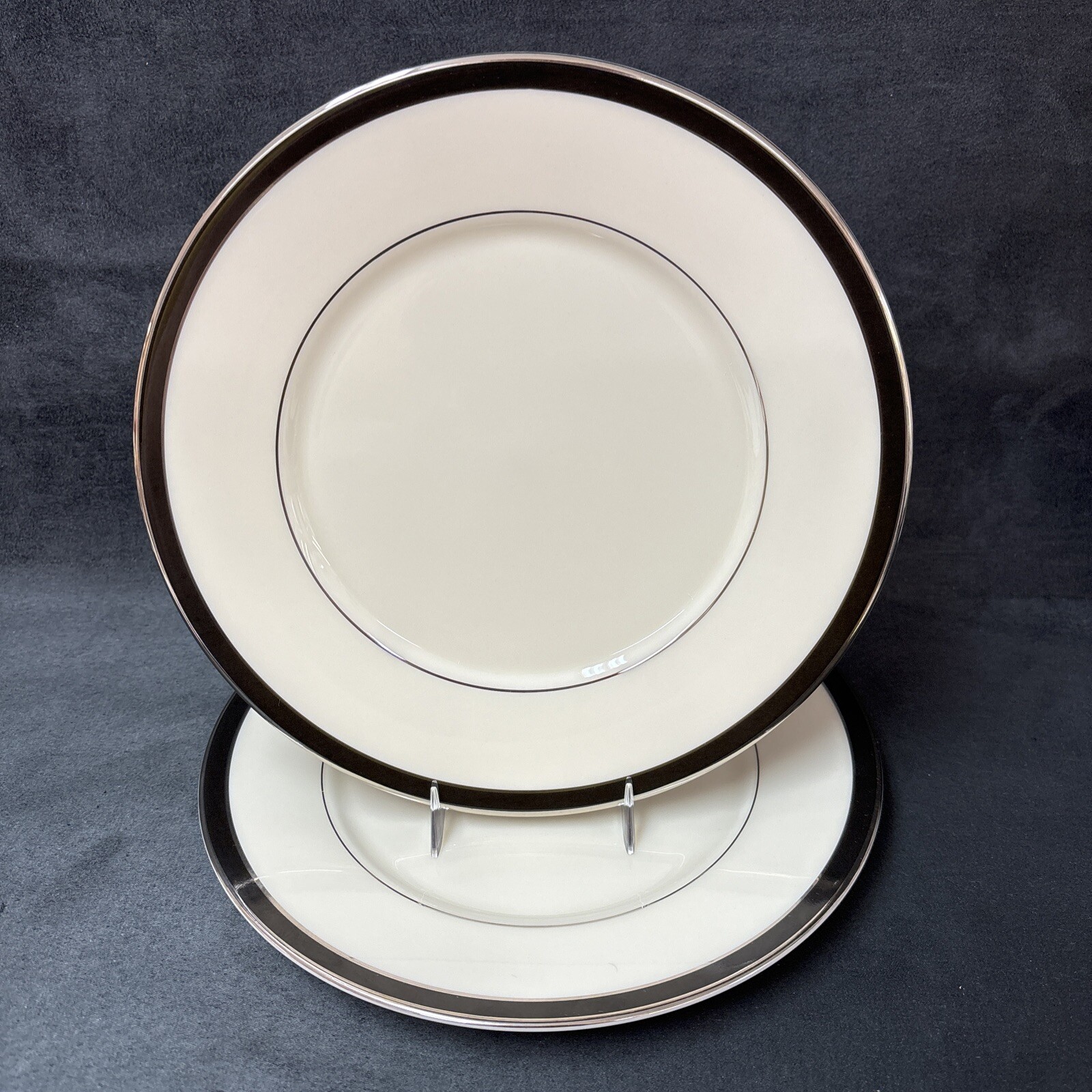 2 Lenox BLACK ROYALE Salad Plates 8 1/8 Inches
