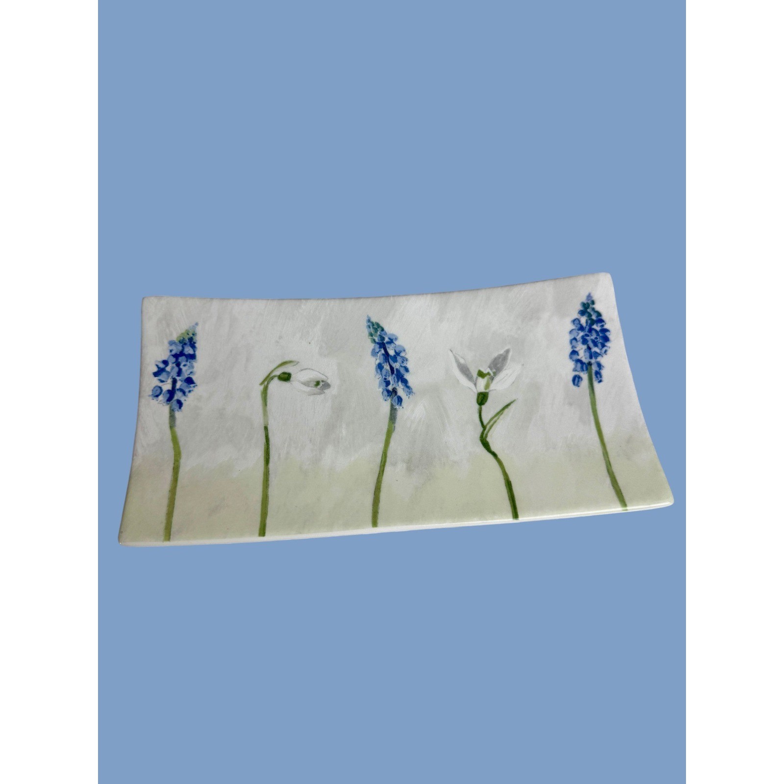 Alice Gien France Ceramic Trinket Tray Floral Botanical 7.5×4 Vintage