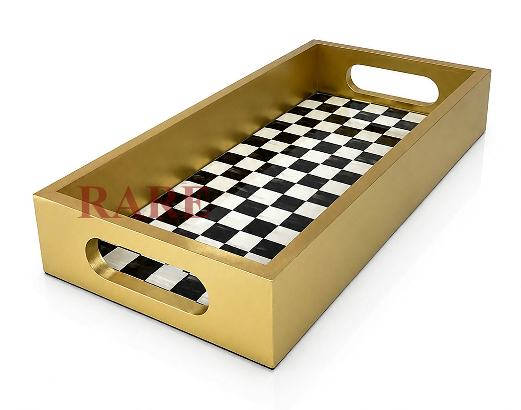 MacKenzie Childs Courtly Check Glass Vanity Tray New No Box