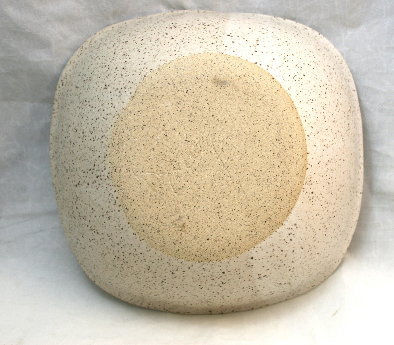 Studio Art Pottery Bowl Asymmetrical Square Abstract Speckled Stoneware Signed